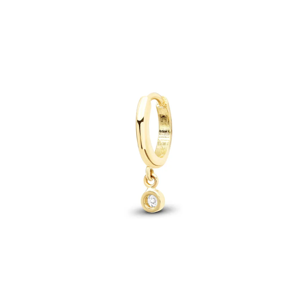 Diamond Pav Huggies with Diamond Bezel Drop