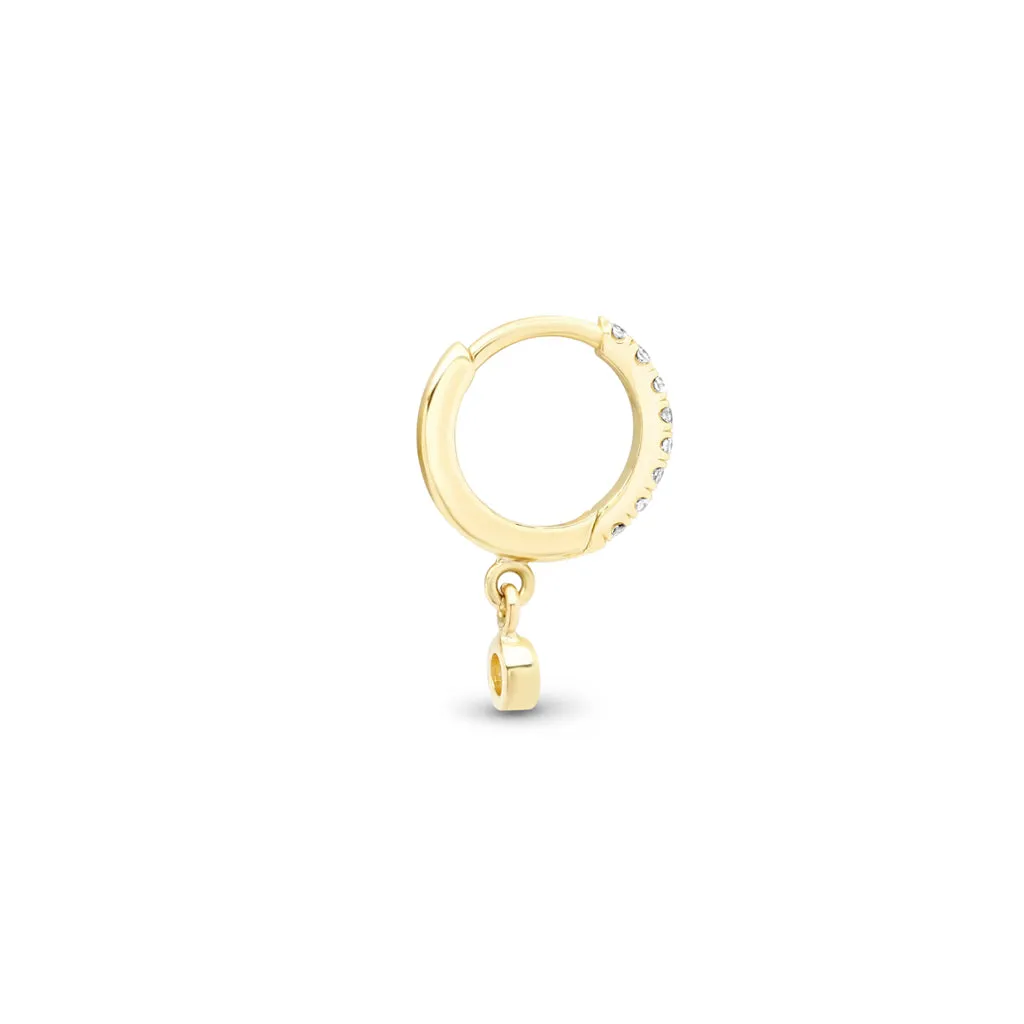 Diamond Pav Huggies with Diamond Bezel Drop
