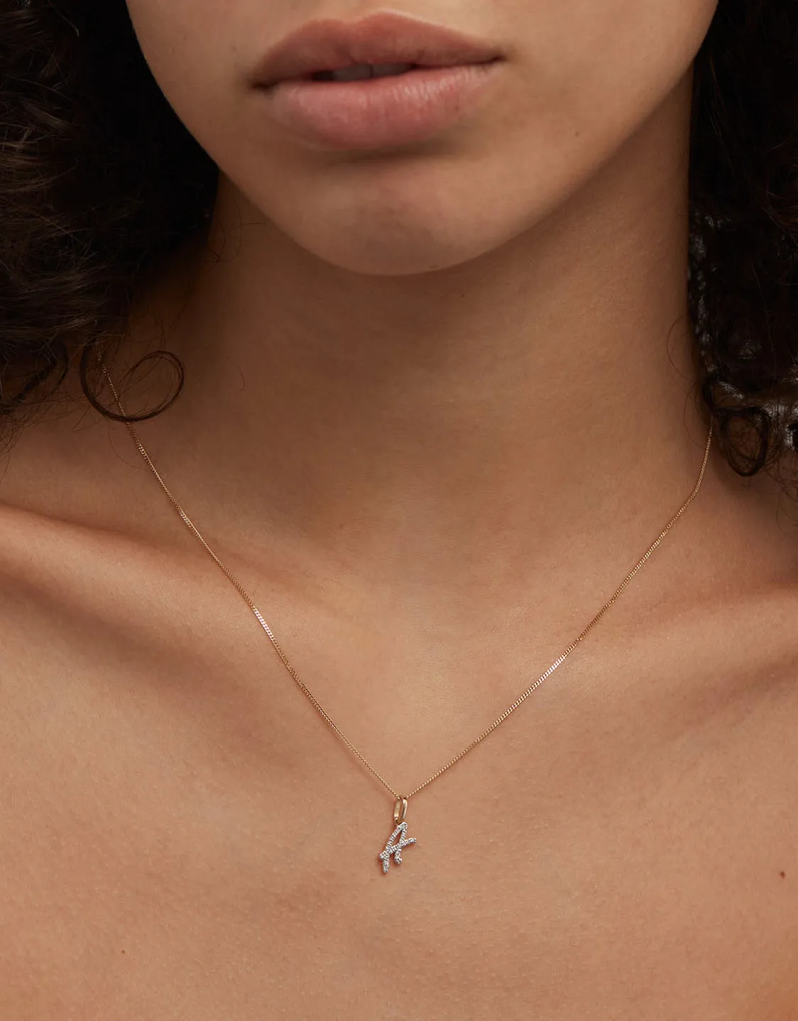 Diamond Script Initial Necklace