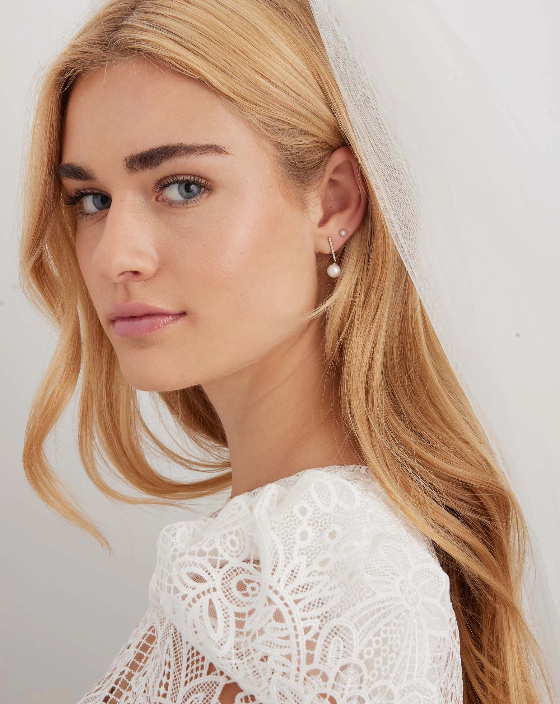 Diamond   Pearl Drop Earrings