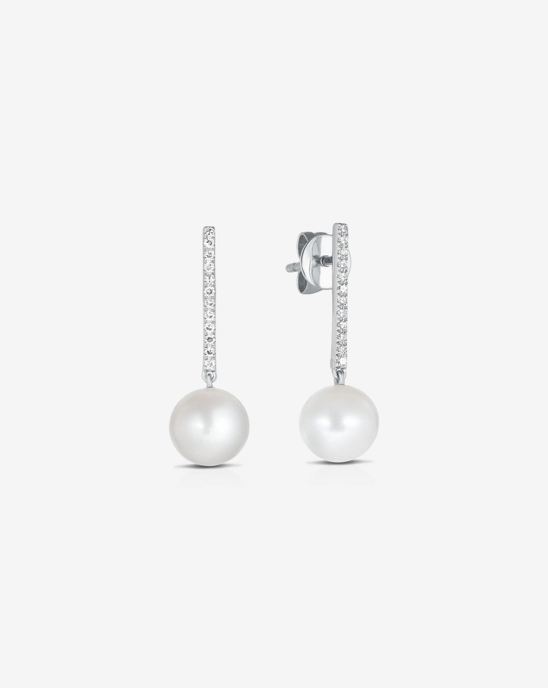 Diamond   Pearl Drop Earrings