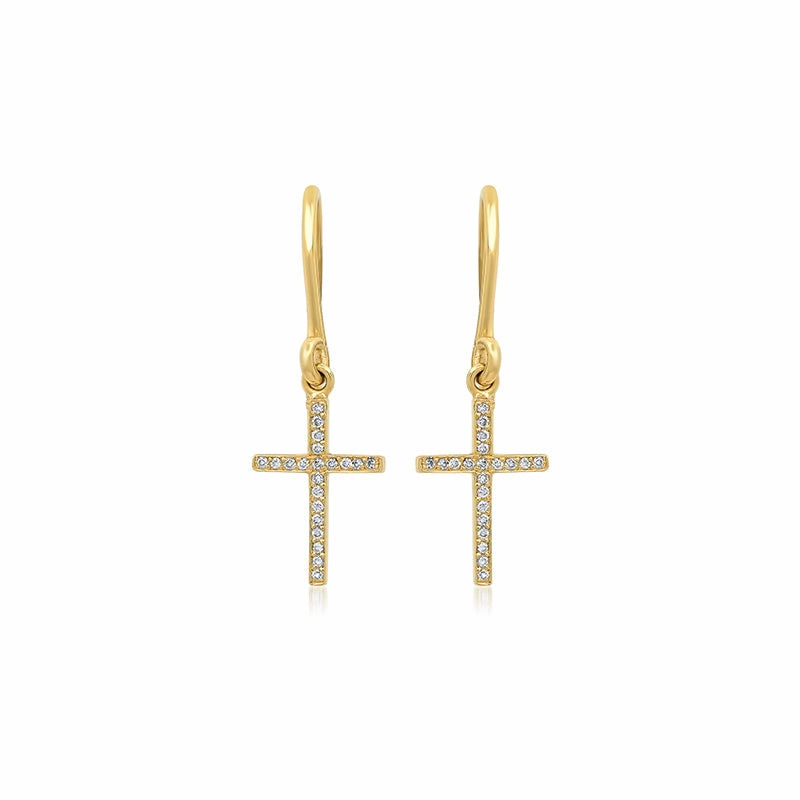 Diamond Cross Earrings