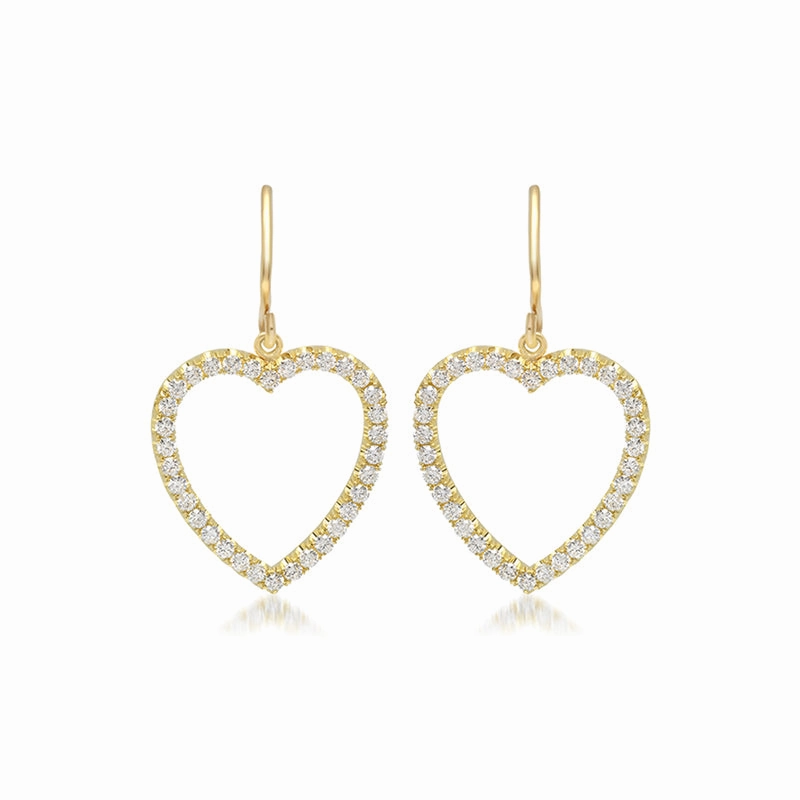 Diamond Large Open Heart Drop Earrings