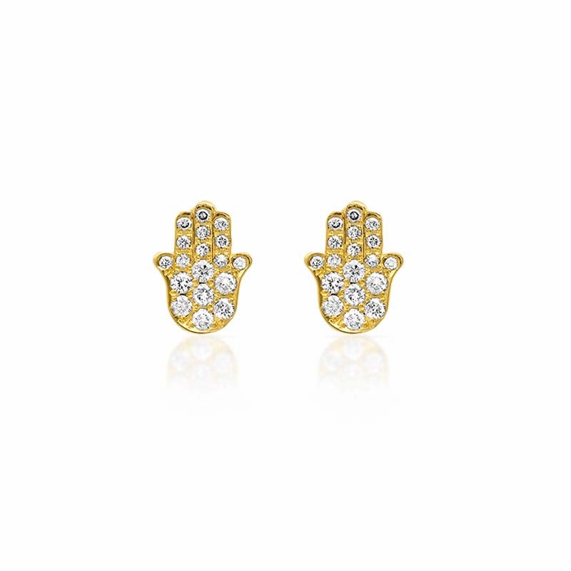 Diamond Mini Hamsa Studs
