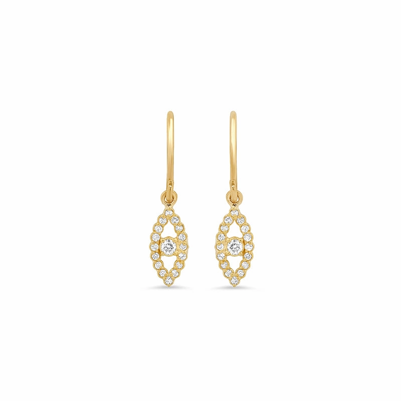 Diamond Mini Open Evil Eye Drop Earrings