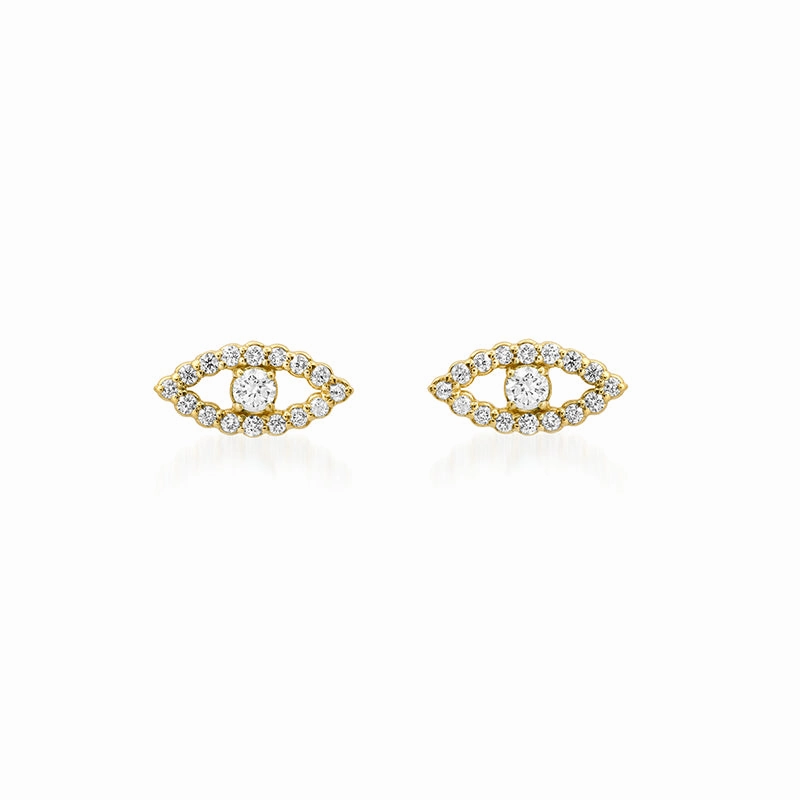 Diamond Mini Open Evil Eye Studs