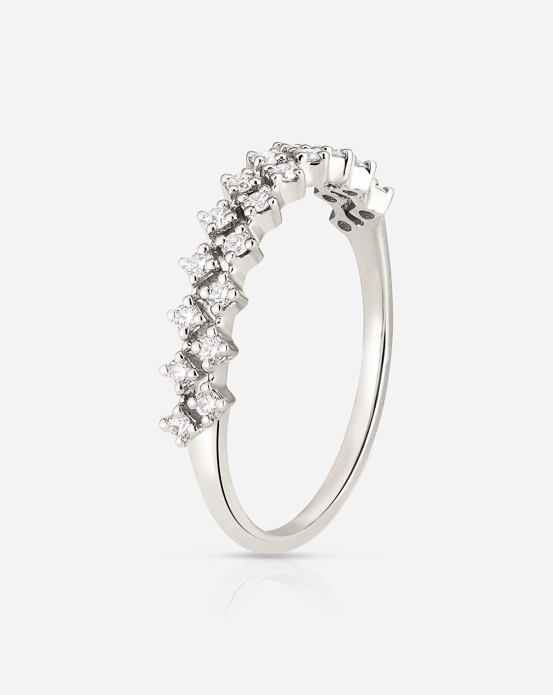 Diamond Station Double Row Ring
