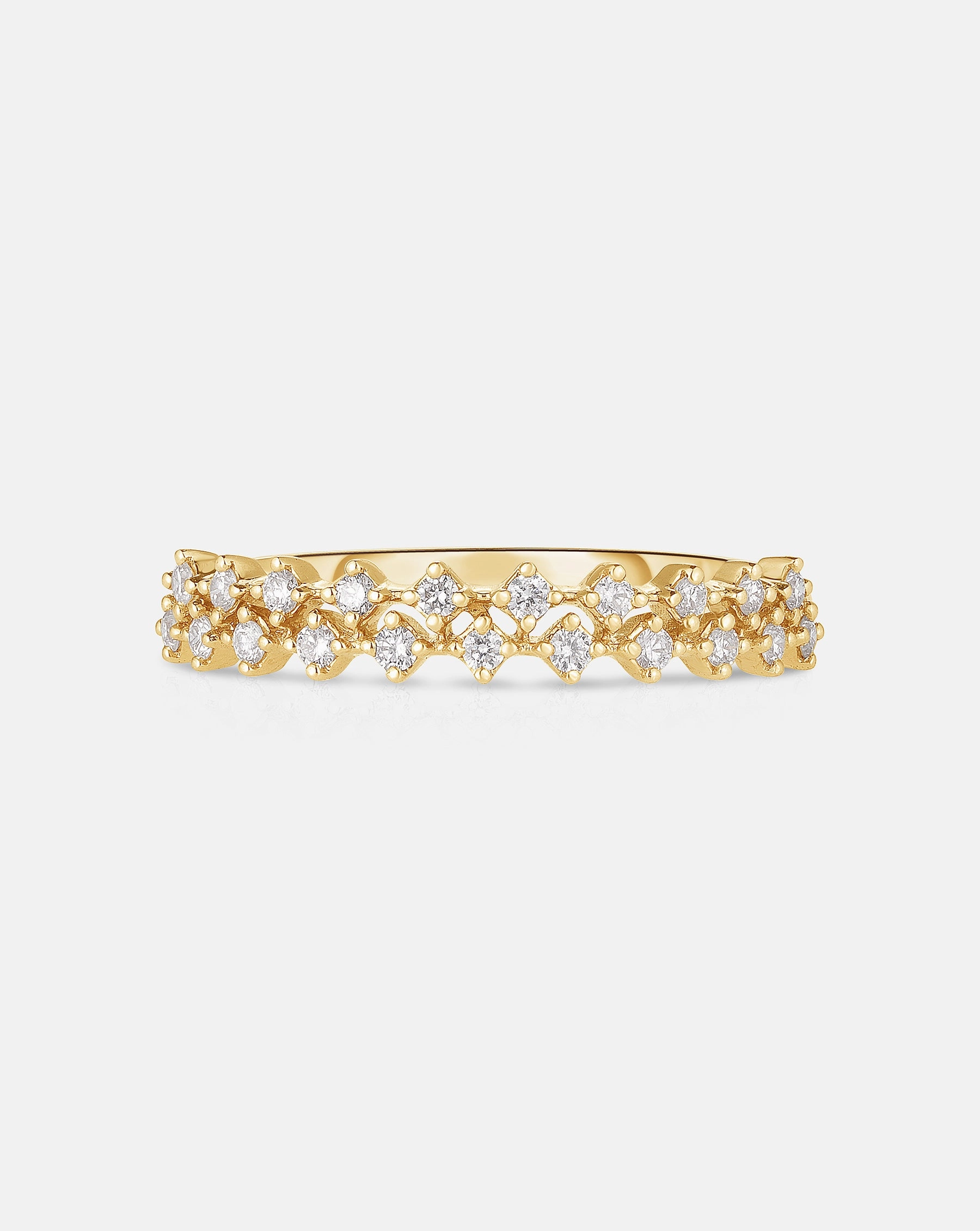 Diamond Station Double Row Ring