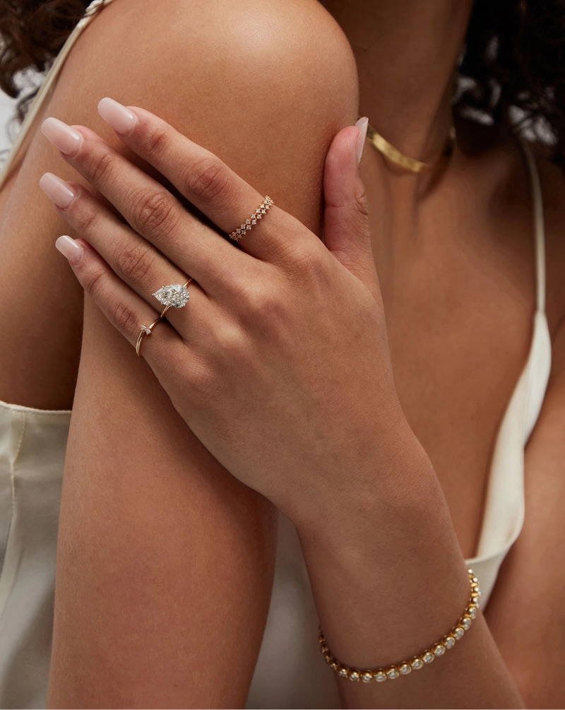 Diamond Station Double Row Ring