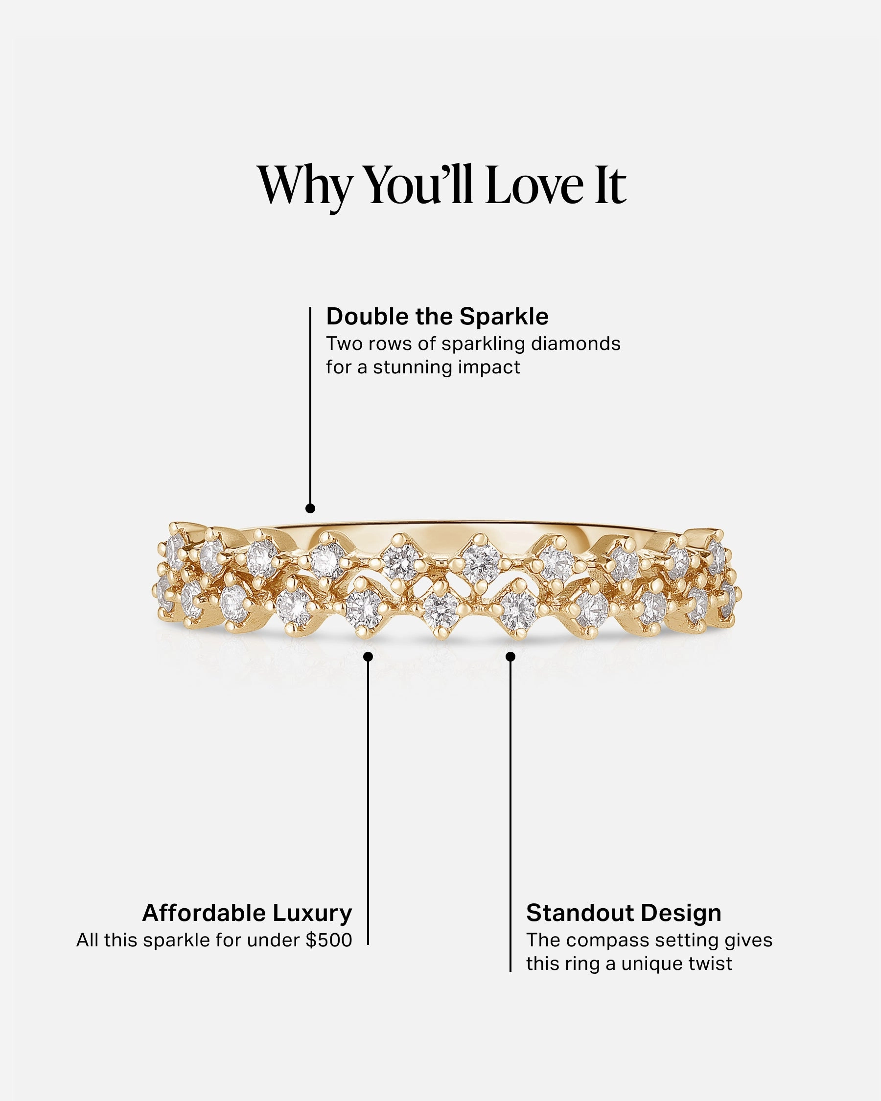 Diamond Station Double Row Ring