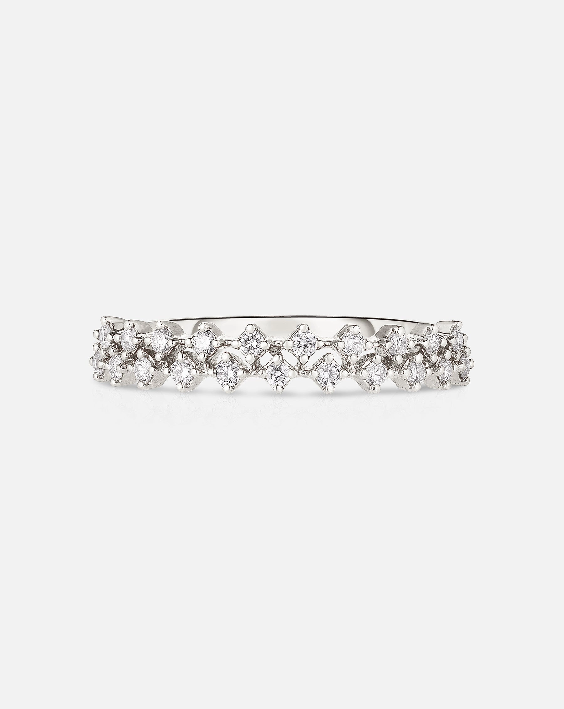 Diamond Station Double Row Ring