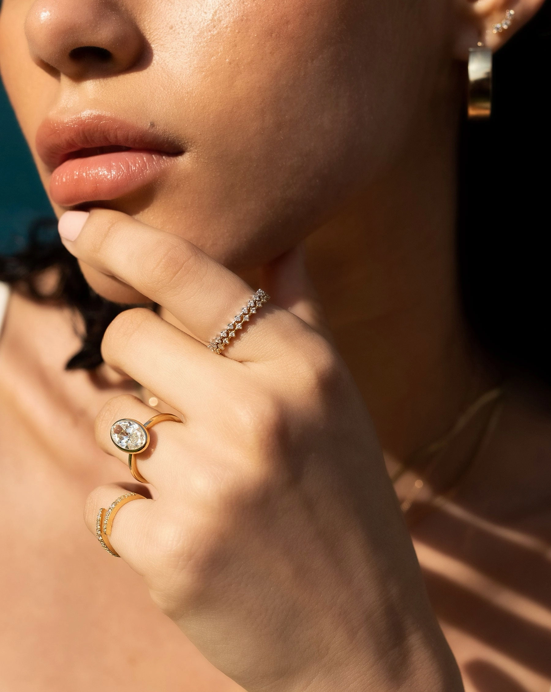 Diamond Station Stackable Ring