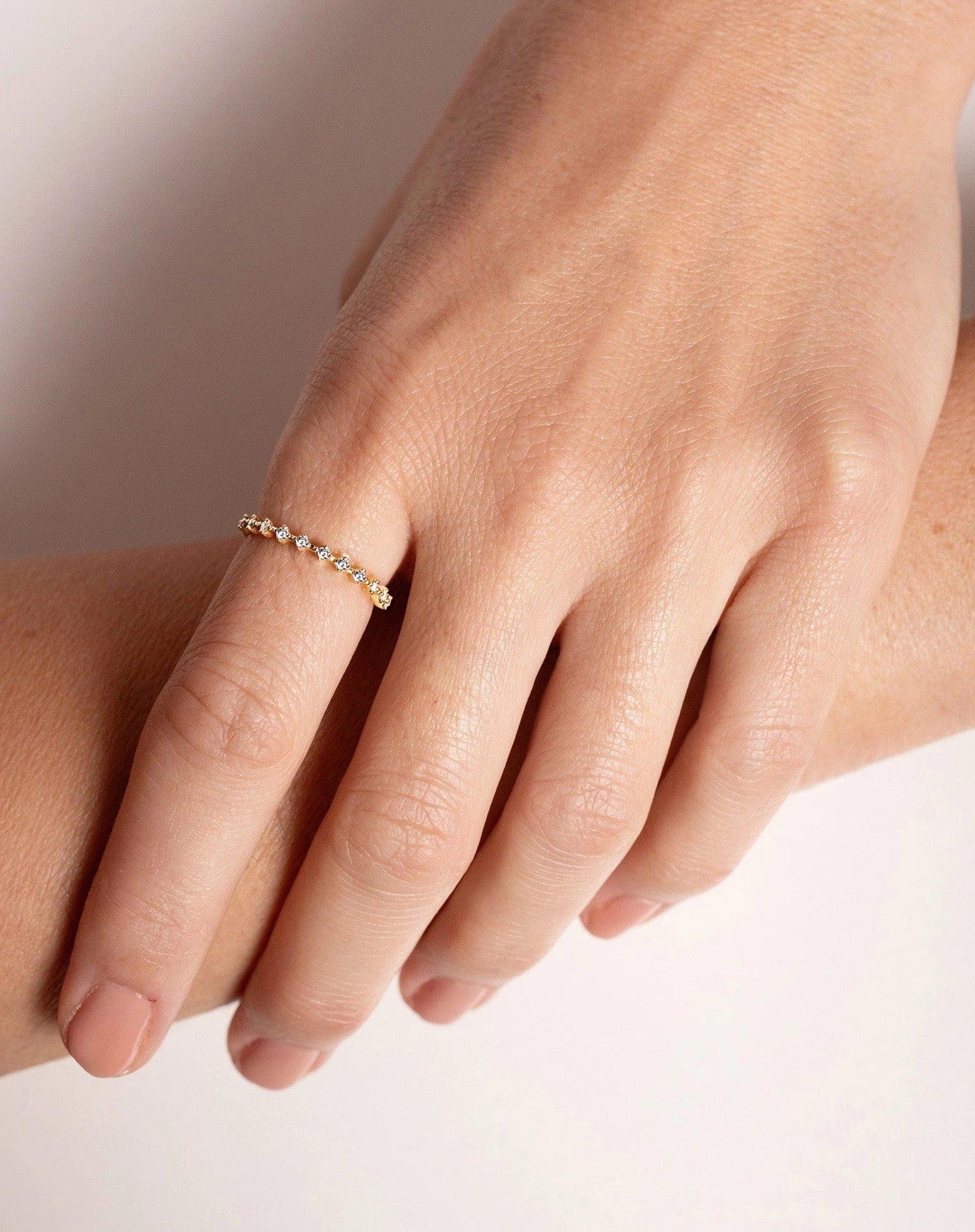 Diamond Station Stackable Ring