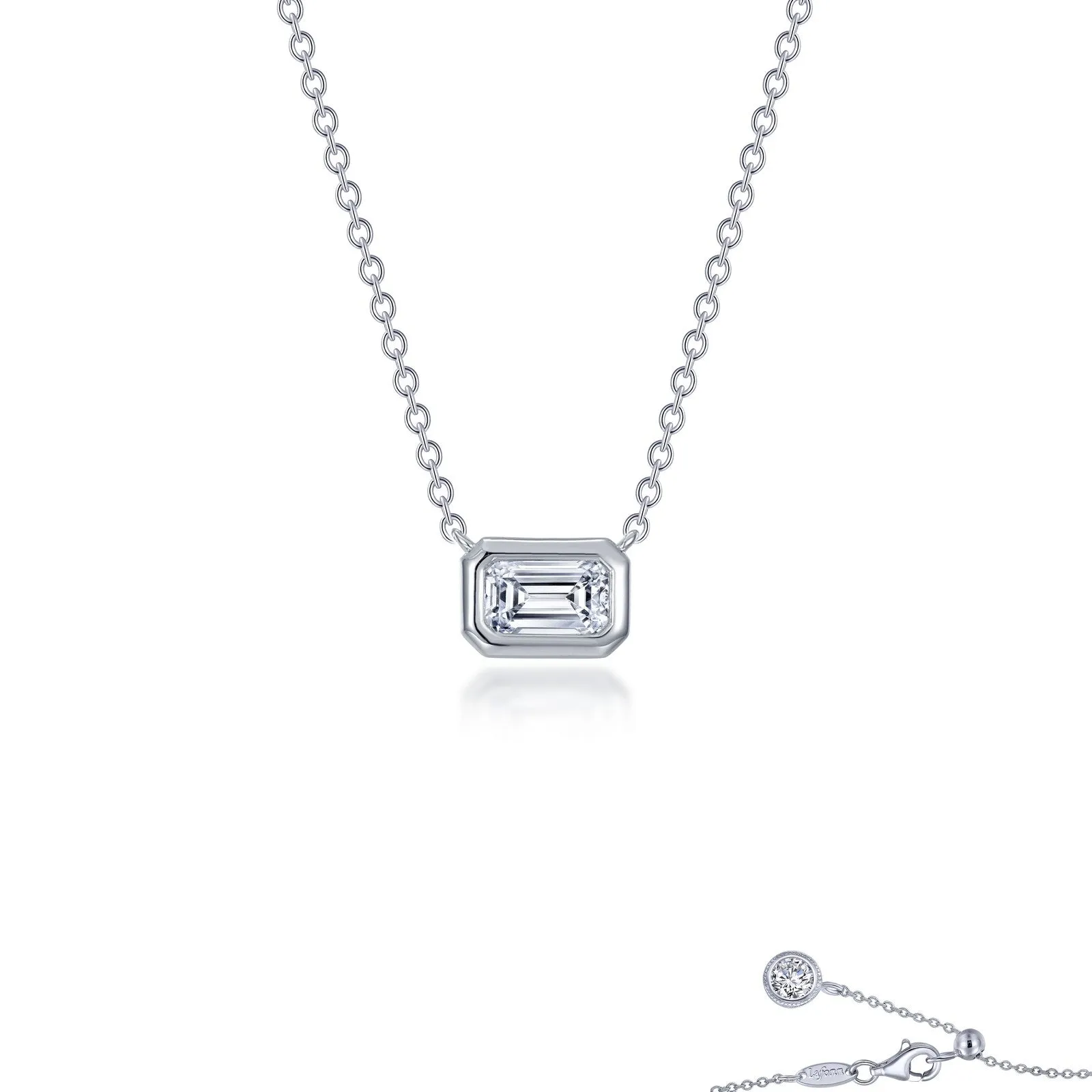 East-West Bezel-Set Emerald-Cut Solitaire Choker Necklace N0312CLP16
