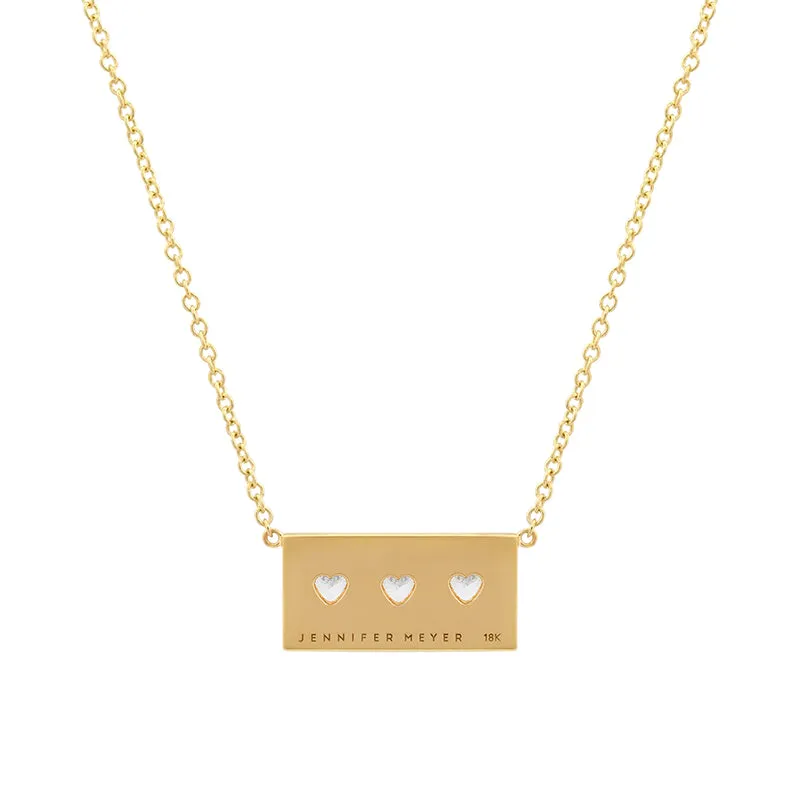 Ellen Plate with 3 Heart-Cut Diamond Detail Necklace