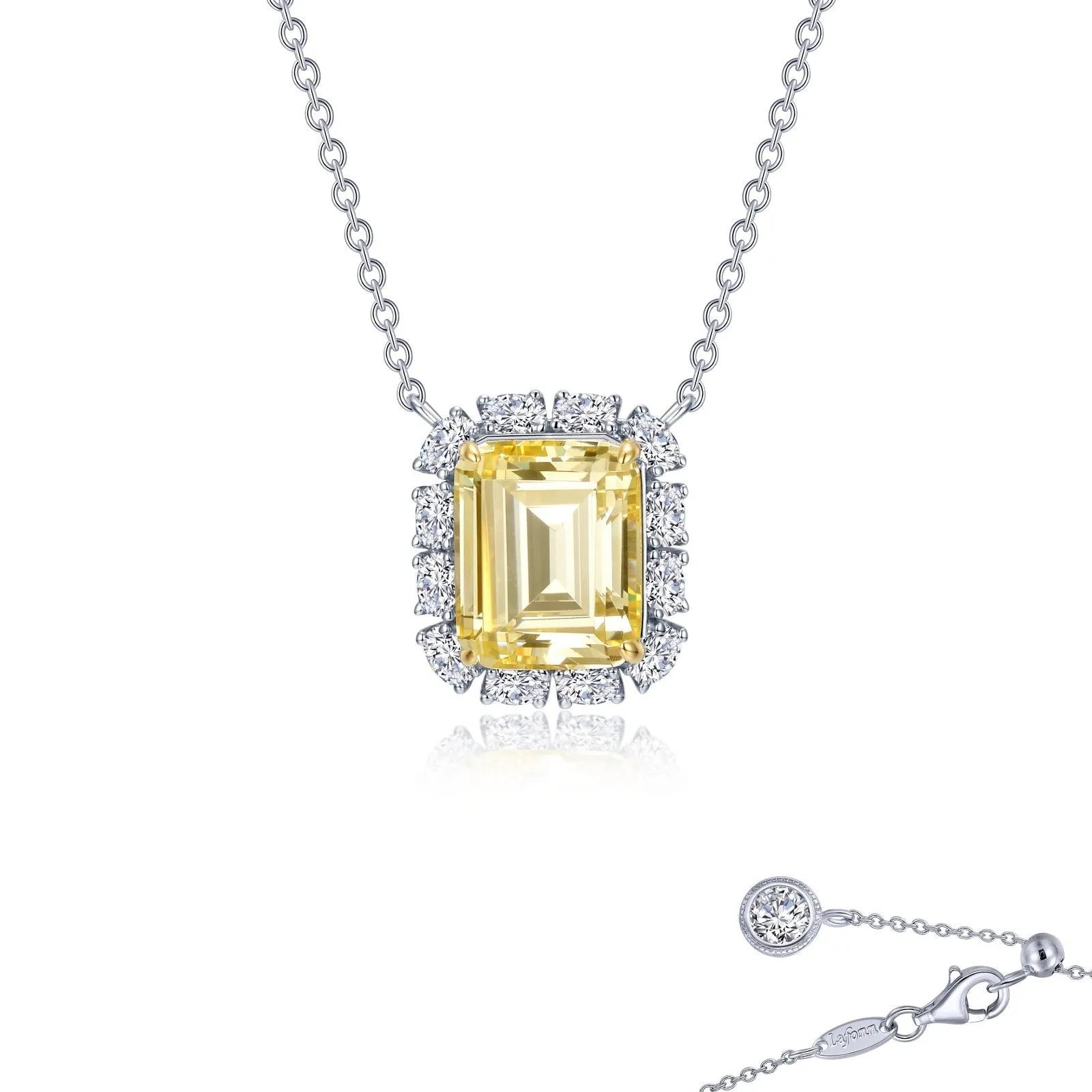 Emerald-Cut Halo Necklace N0276CAT20