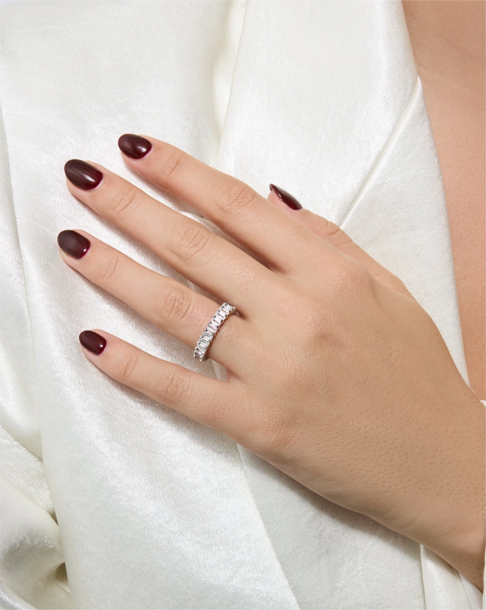 Emerald Lab Diamond and Birthstone Eternity Band