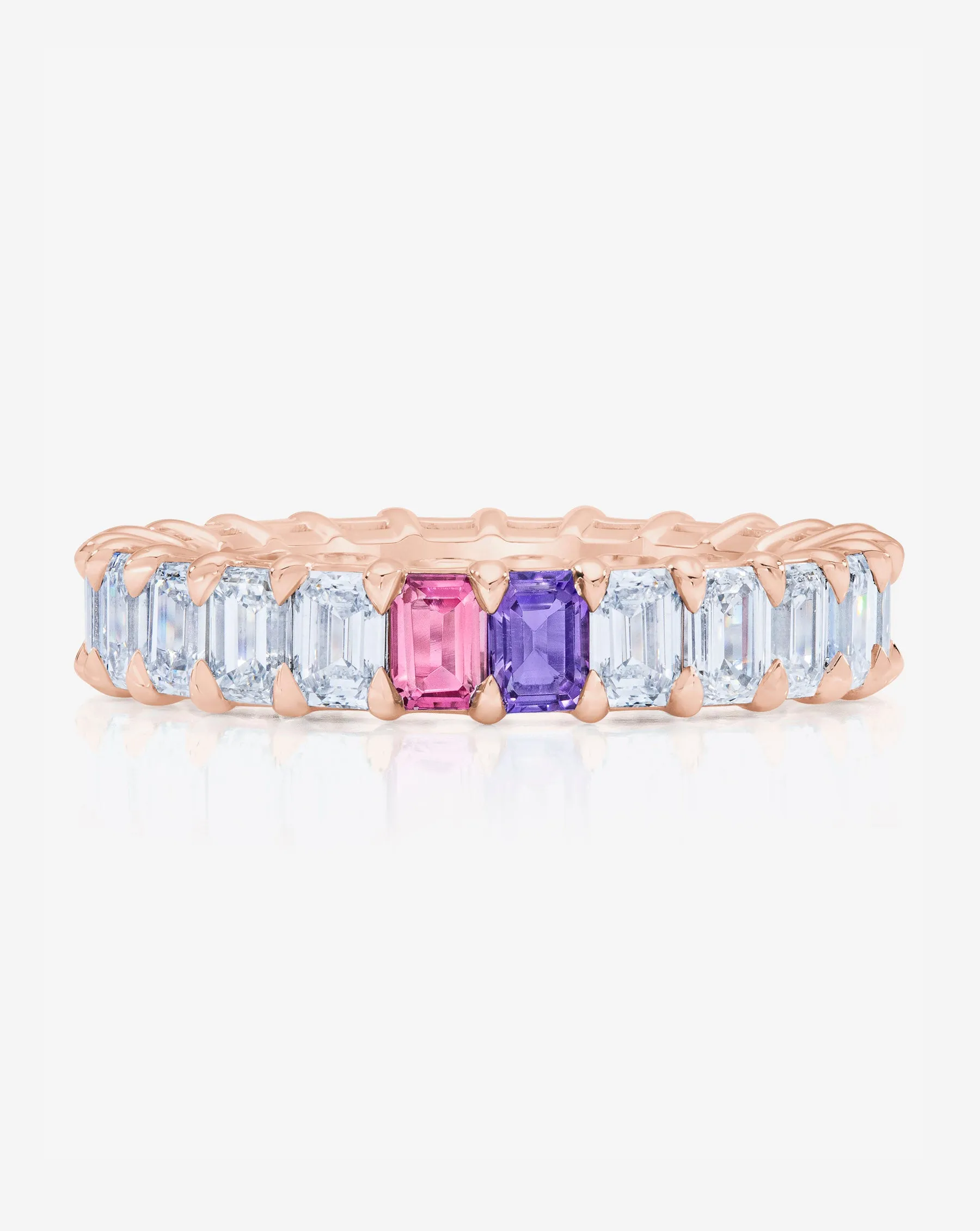 Emerald Lab Diamond and Birthstone Eternity Band