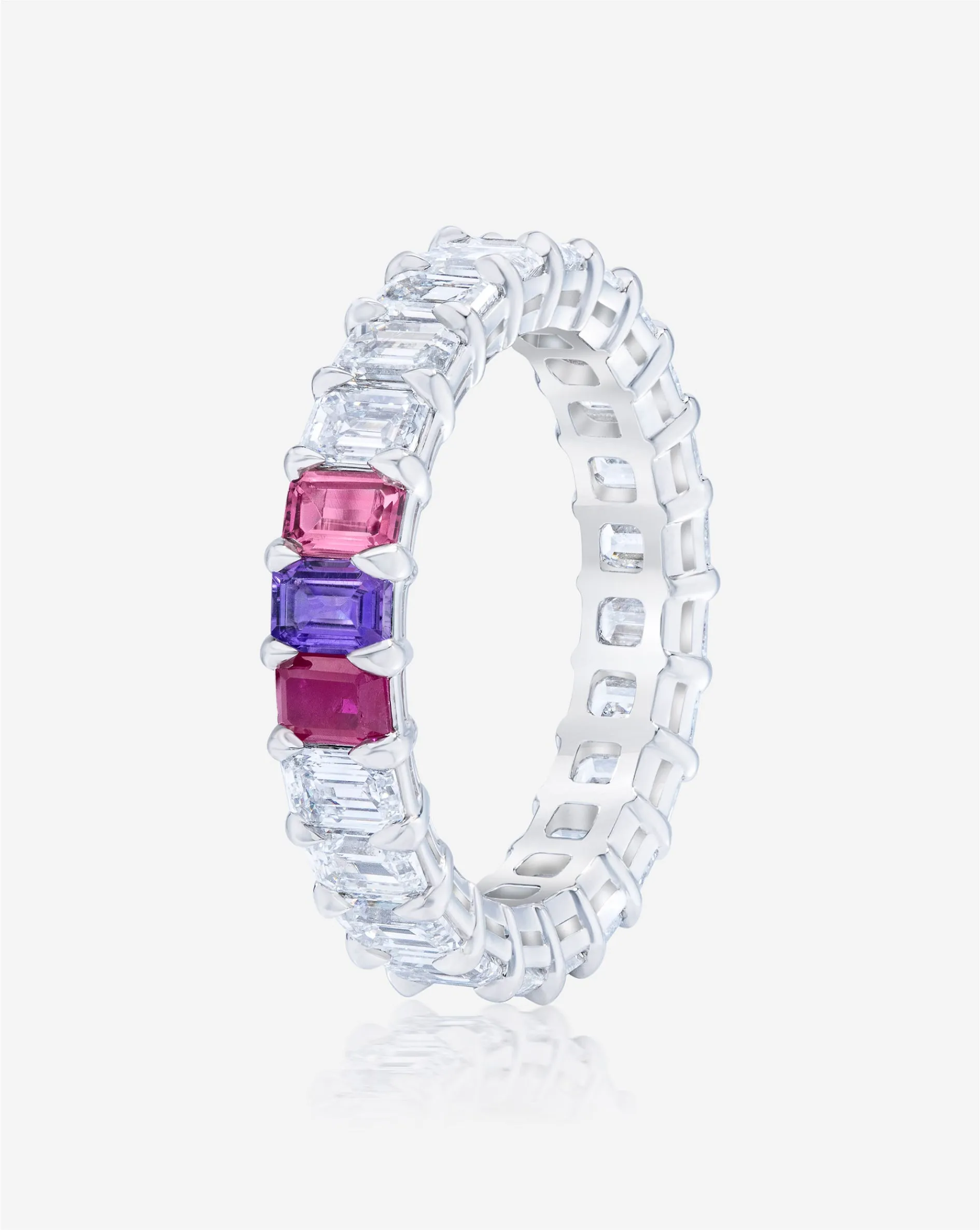 Emerald Lab Diamond and Birthstone Eternity Band