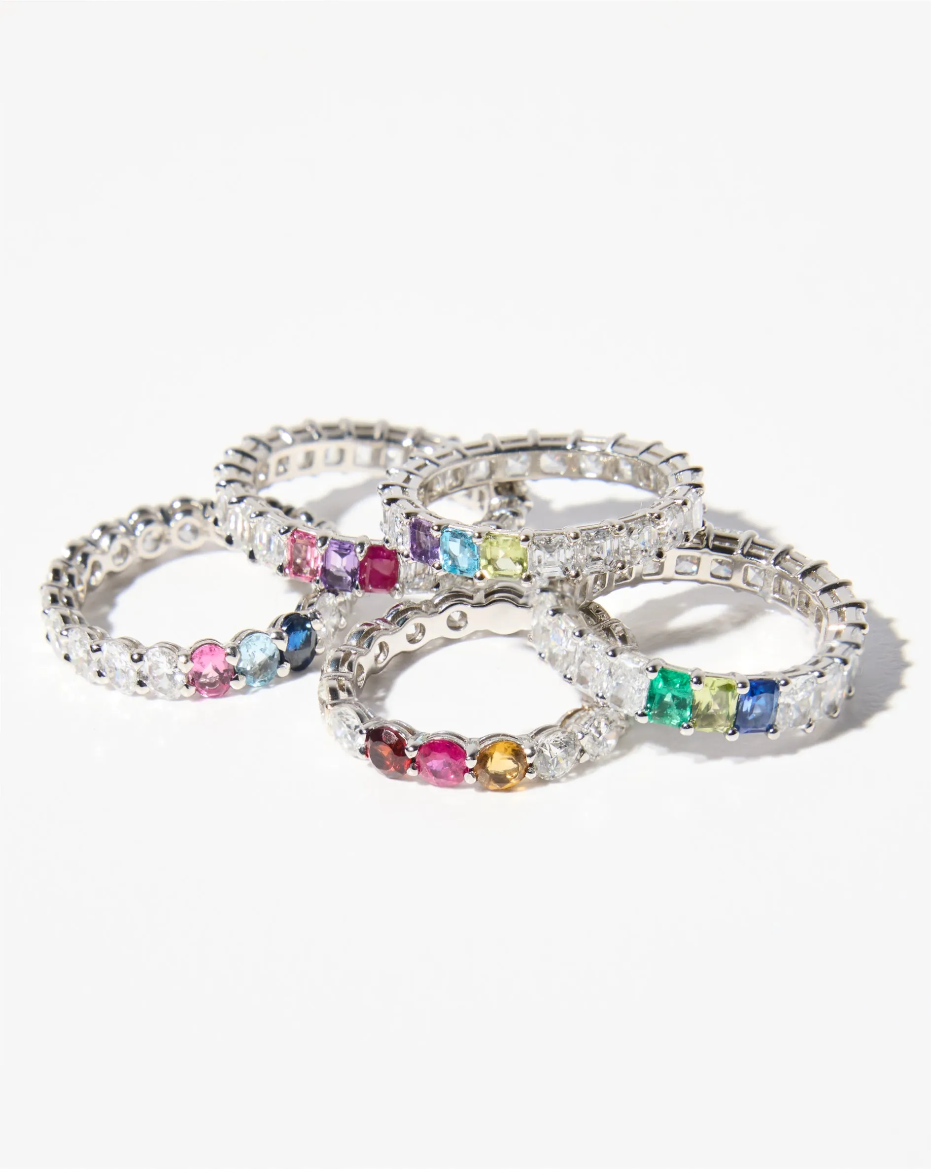 Emerald Lab Diamond and Birthstone Eternity Band