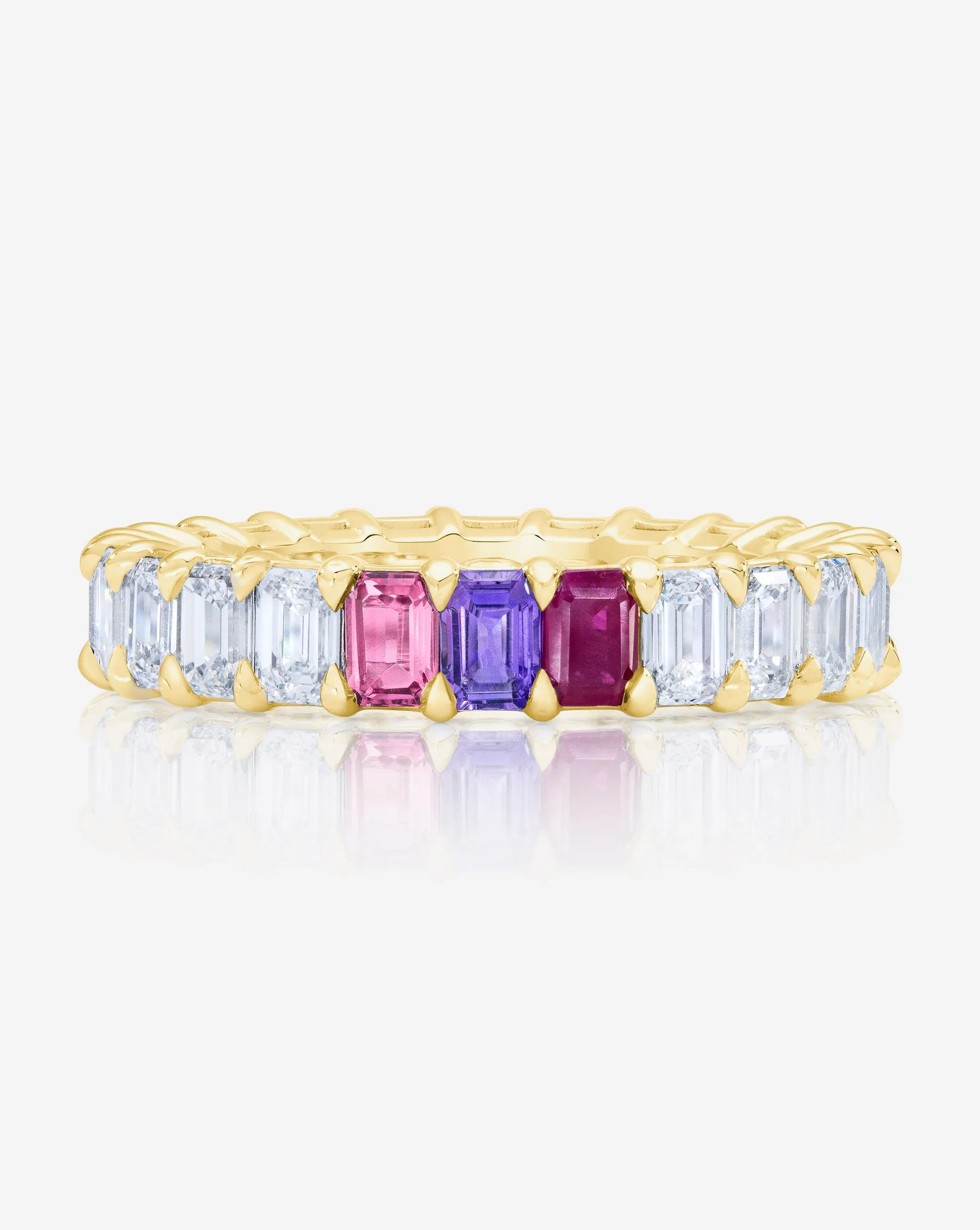 Emerald Lab Diamond and Birthstone Eternity Band