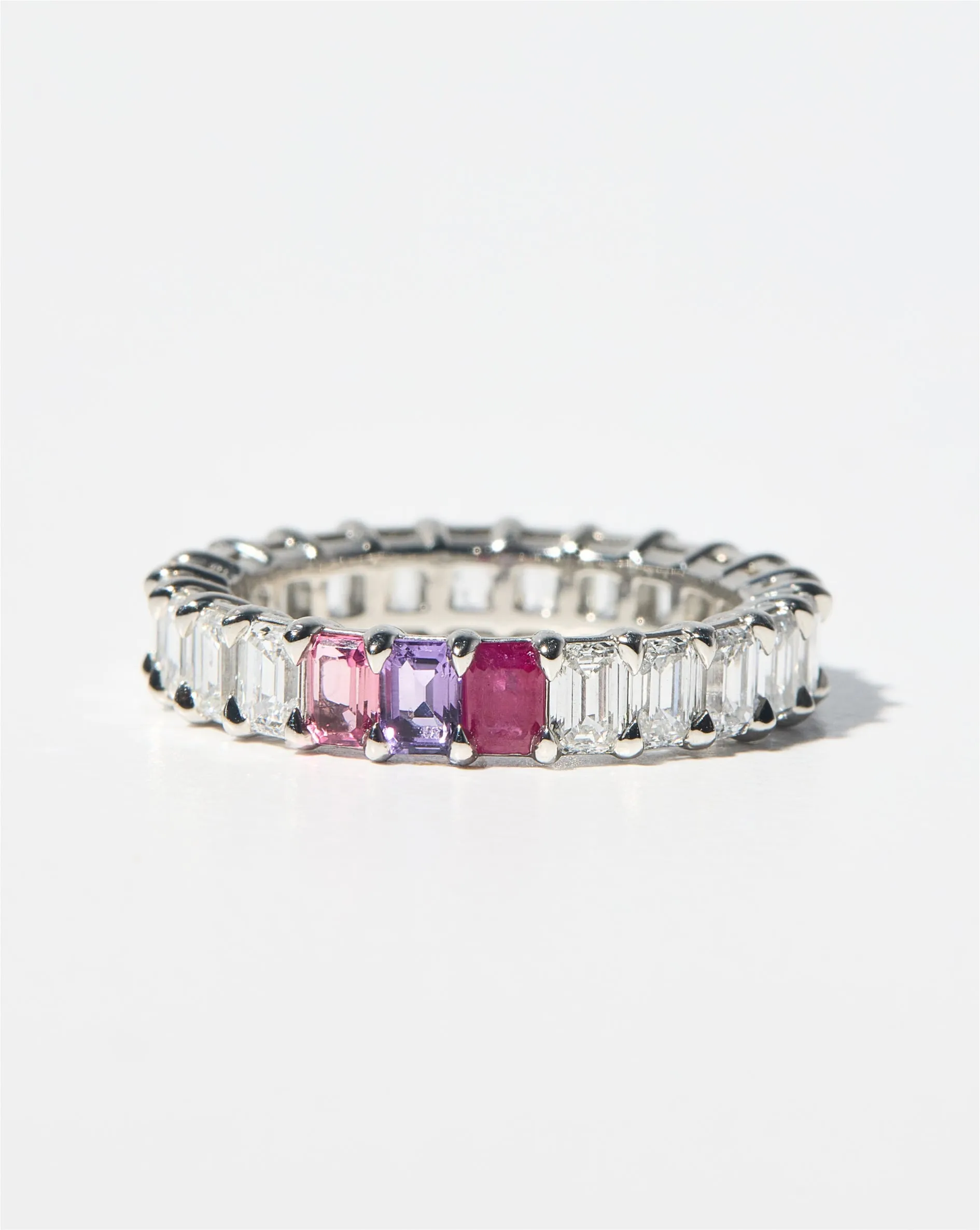 Emerald Lab Diamond and Birthstone Eternity Band
