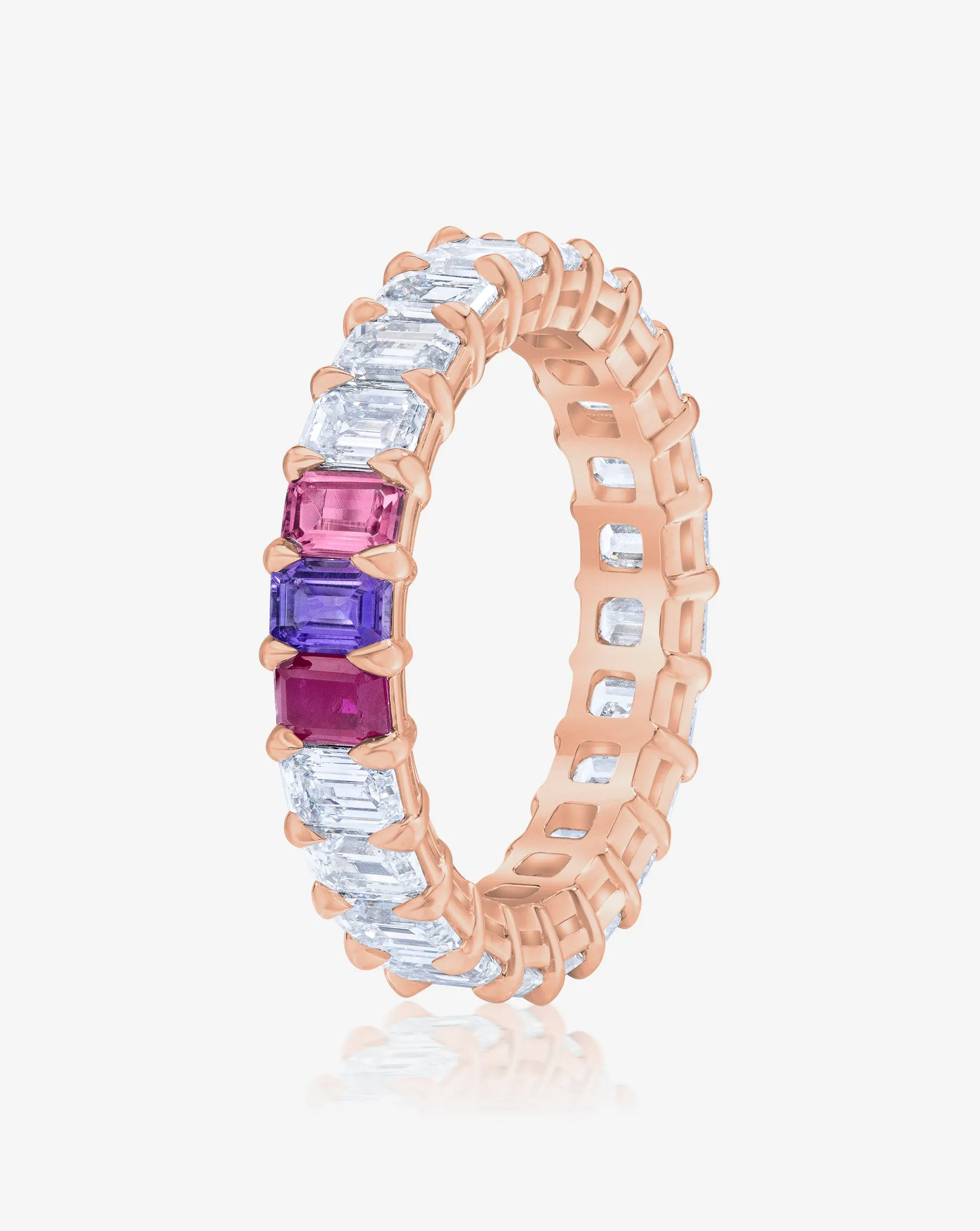 Emerald Lab Diamond and Birthstone Eternity Band