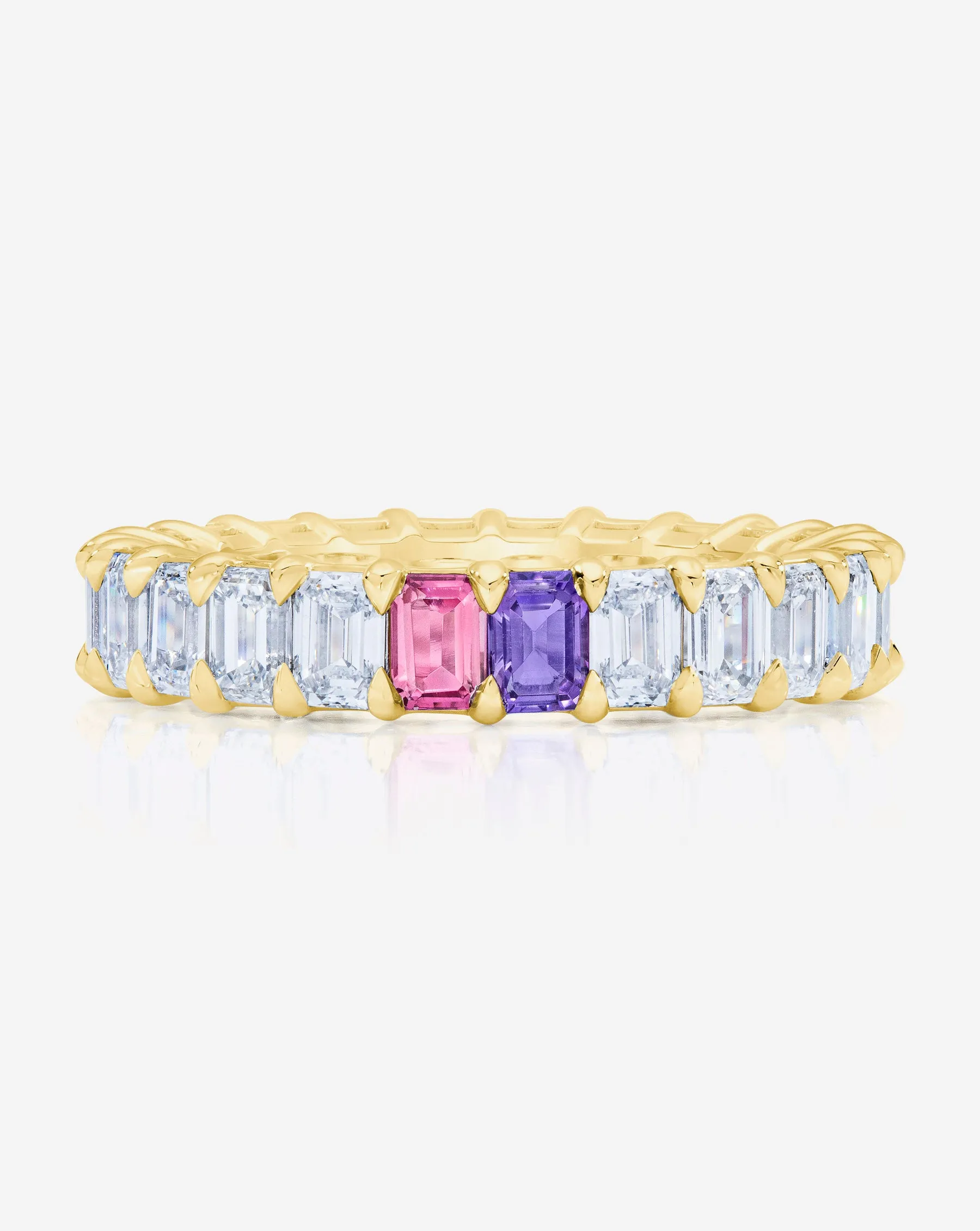 Emerald Lab Diamond and Birthstone Eternity Band