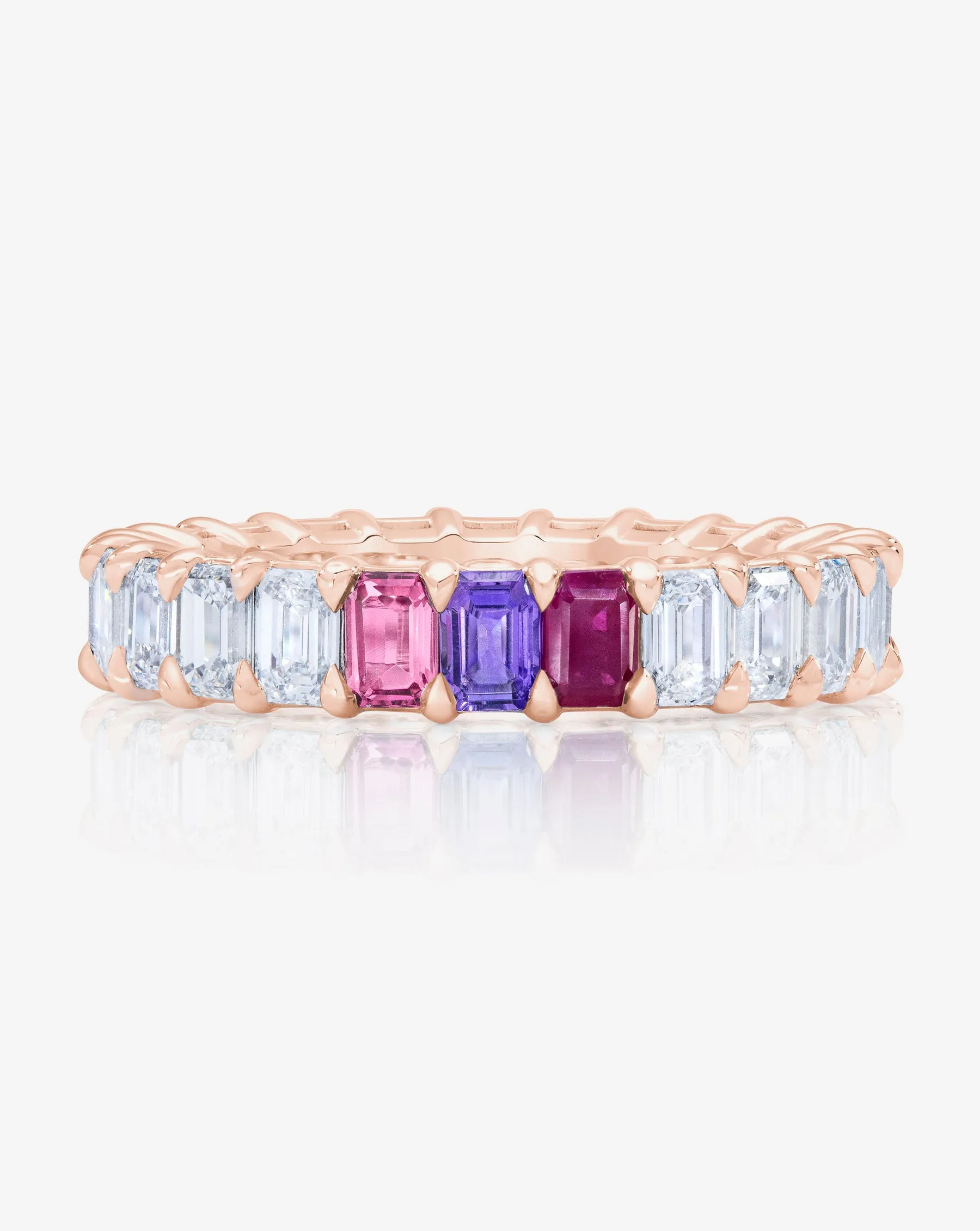 Emerald Lab Diamond and Birthstone Eternity Band