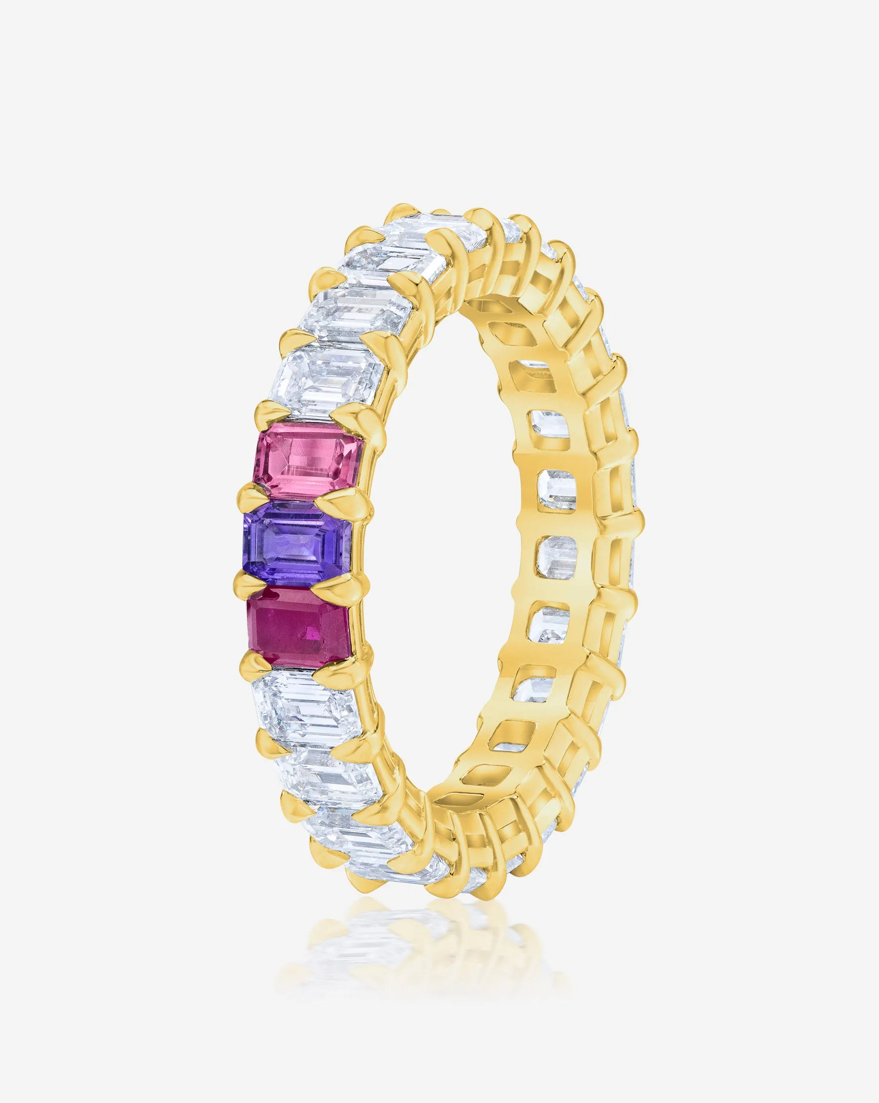 Emerald Lab Diamond and Birthstone Eternity Band