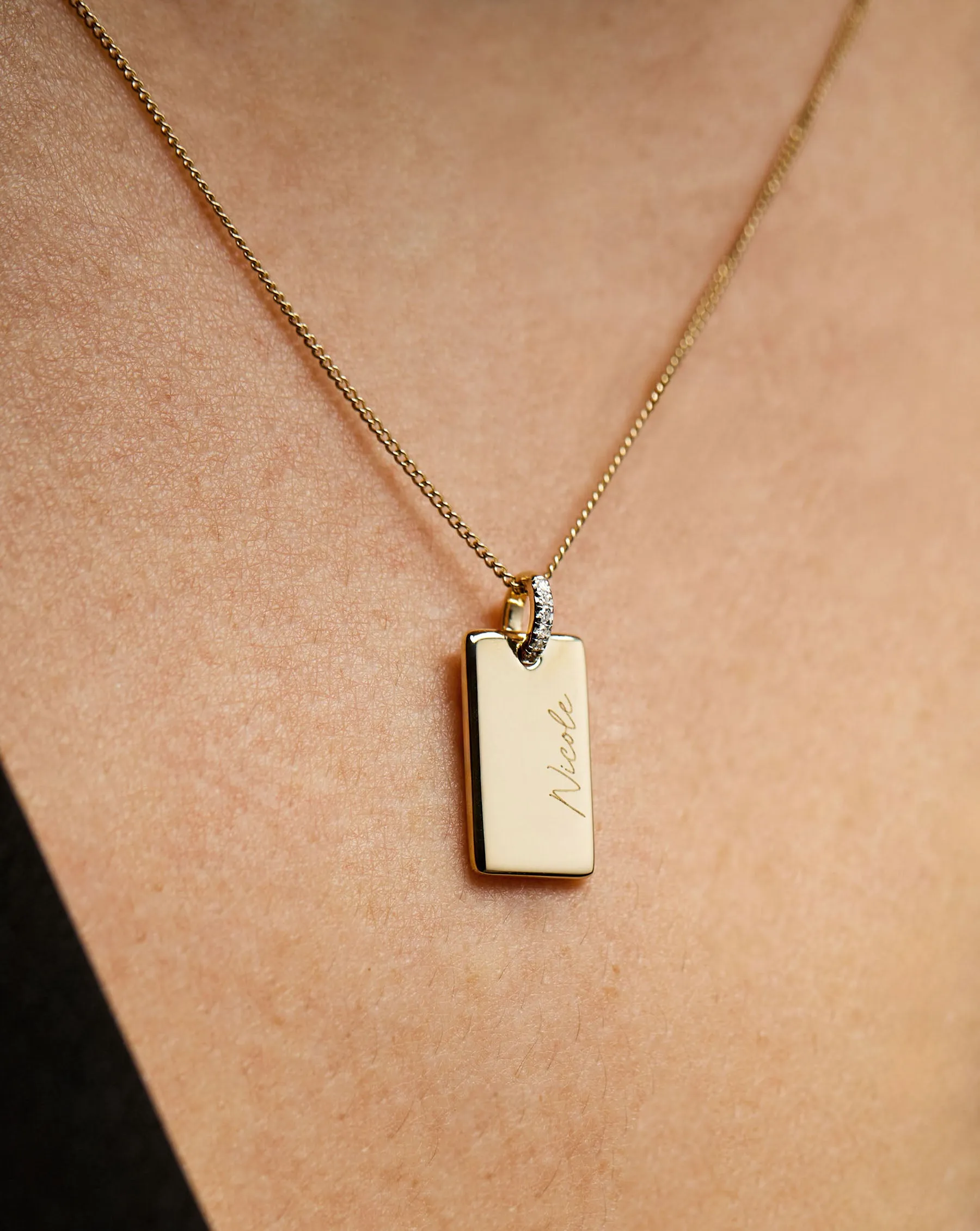 Engravable Rectangle Pendant Necklace