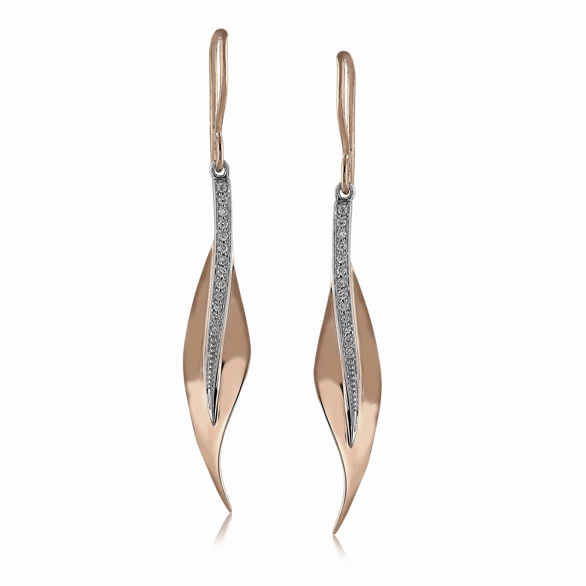 Fallen Leaves Drop Earrings in 18k Gold with Diamonds DE117_WHITE_18K_X_WHITE