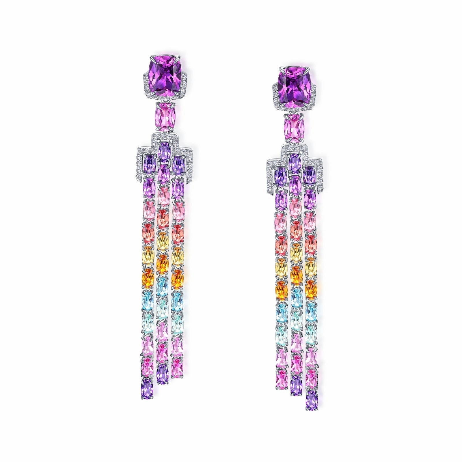 Fancy Lab-Grown Sapphire Chandelier Earrings SYE007MP00