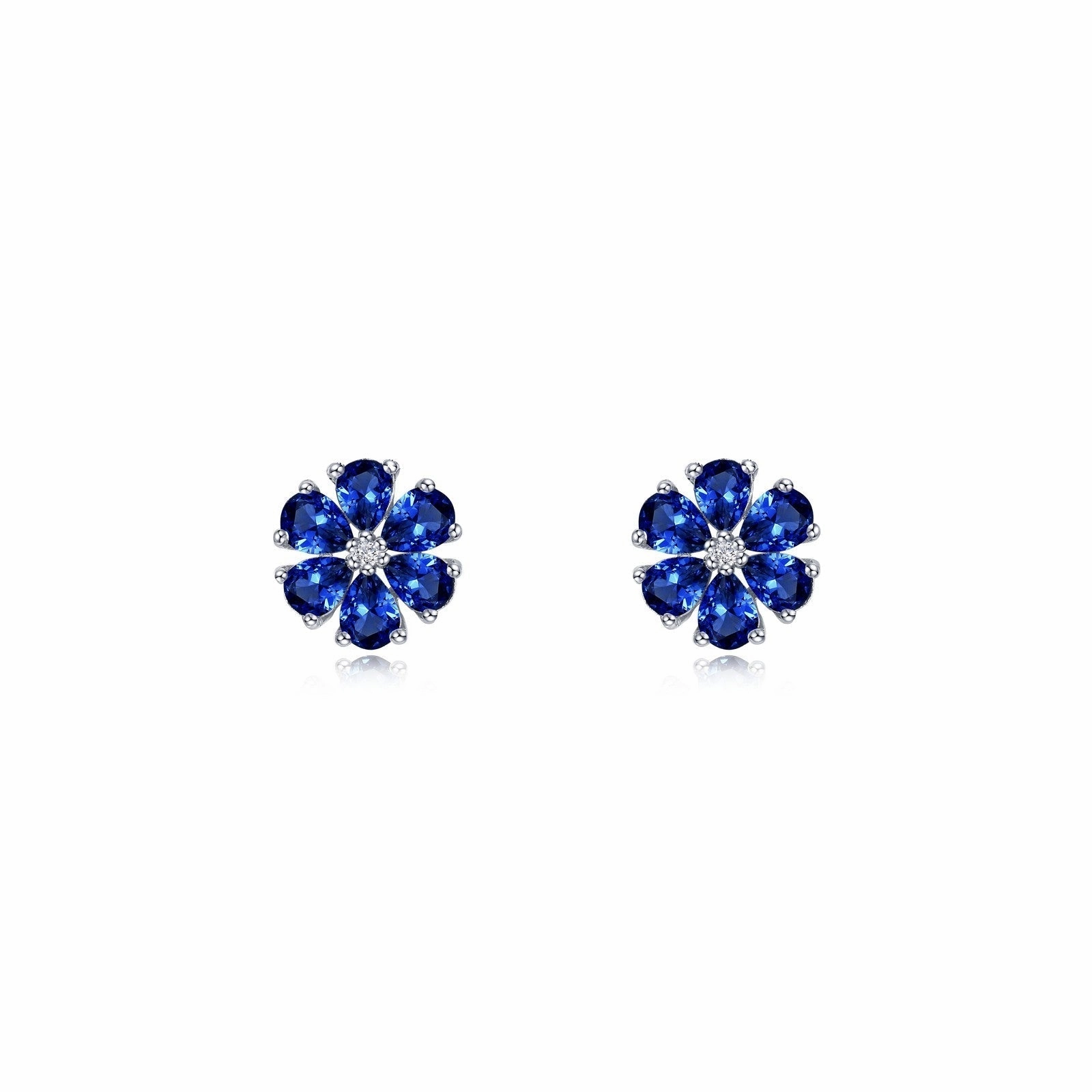 Fancy Lab-Grown Sapphire Flower Stud Earrings SYE030SP00