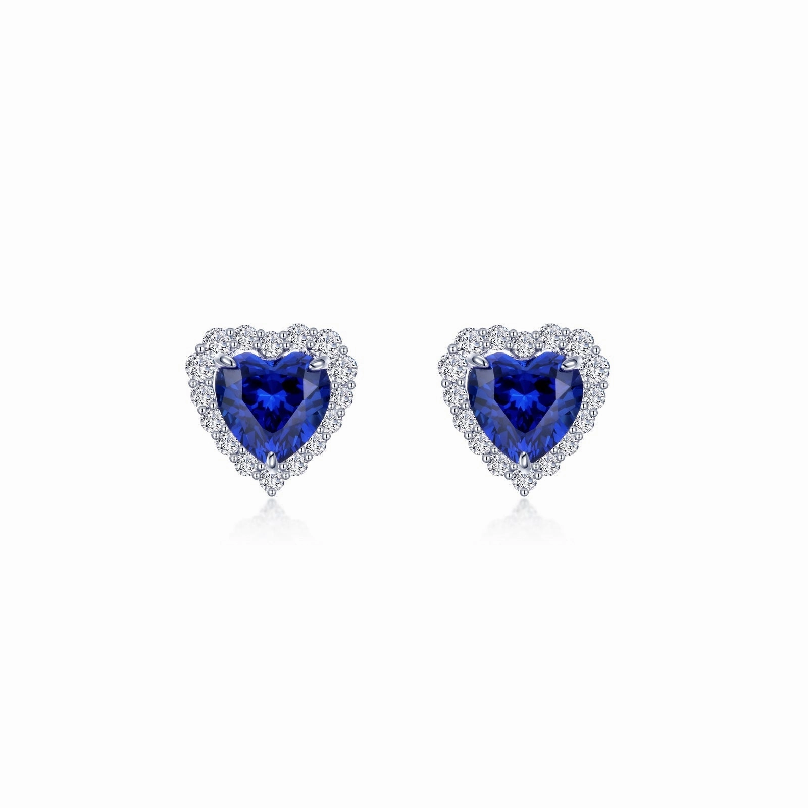 Fancy Lab-Grown Sapphire Halo Heart Earrings SYE014SP00