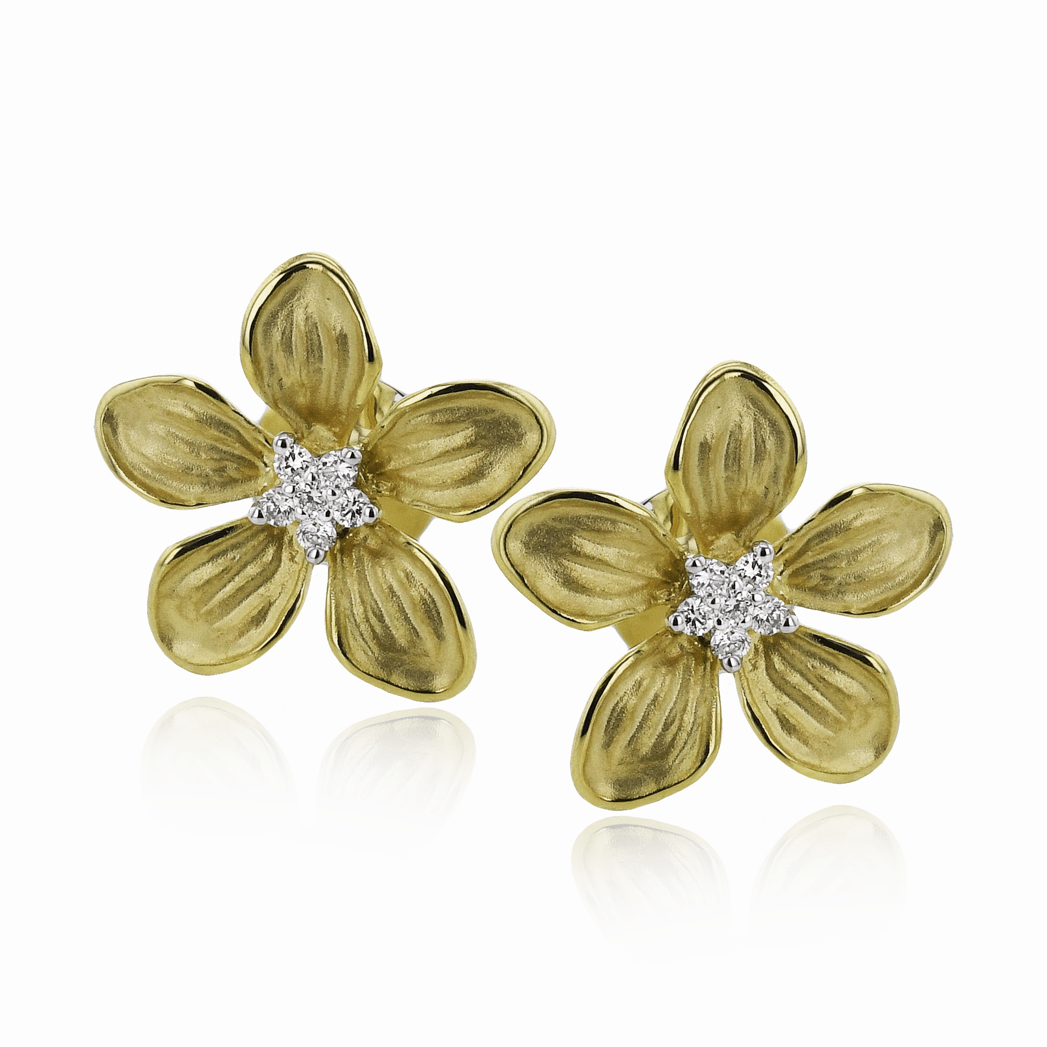 Flower Stud Earrings in 18k Gold with Diamonds LE2319 WHITE 18K X 2T