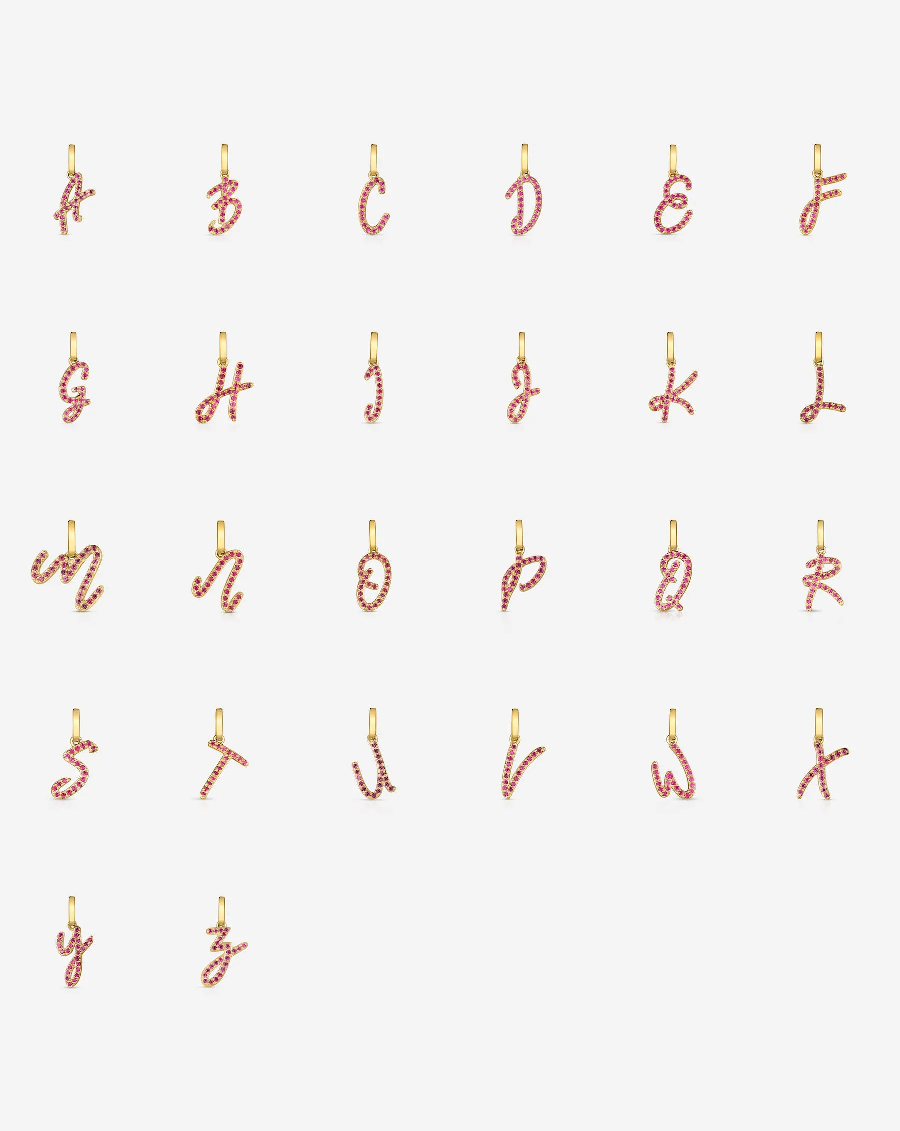 Gemstone Script Initial Necklace