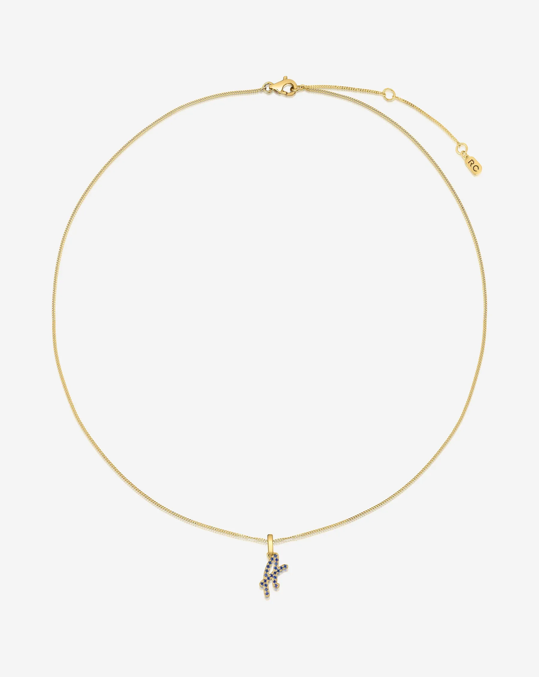 Gemstone Script Initial Necklace
