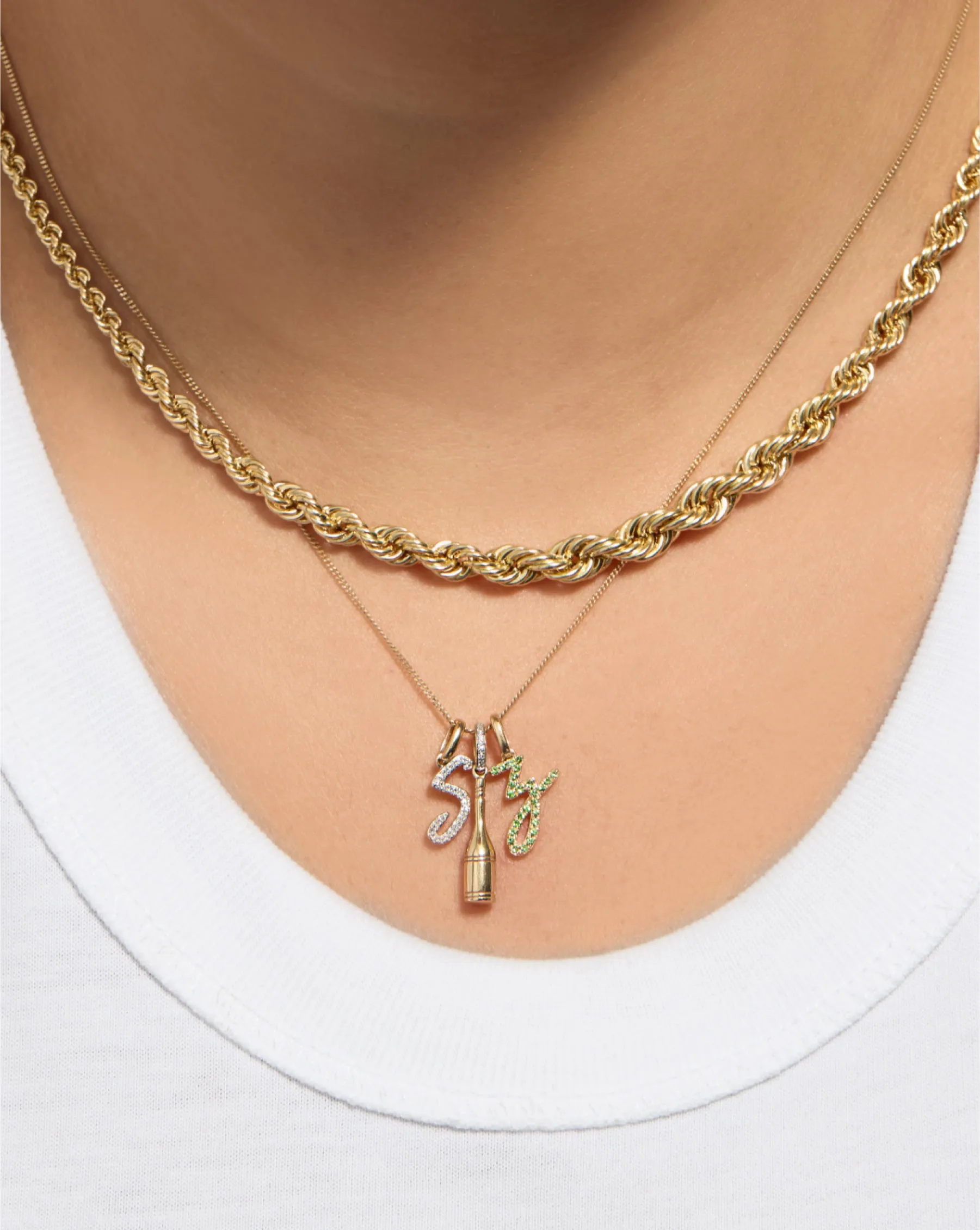 Gemstone Script Initial Necklace