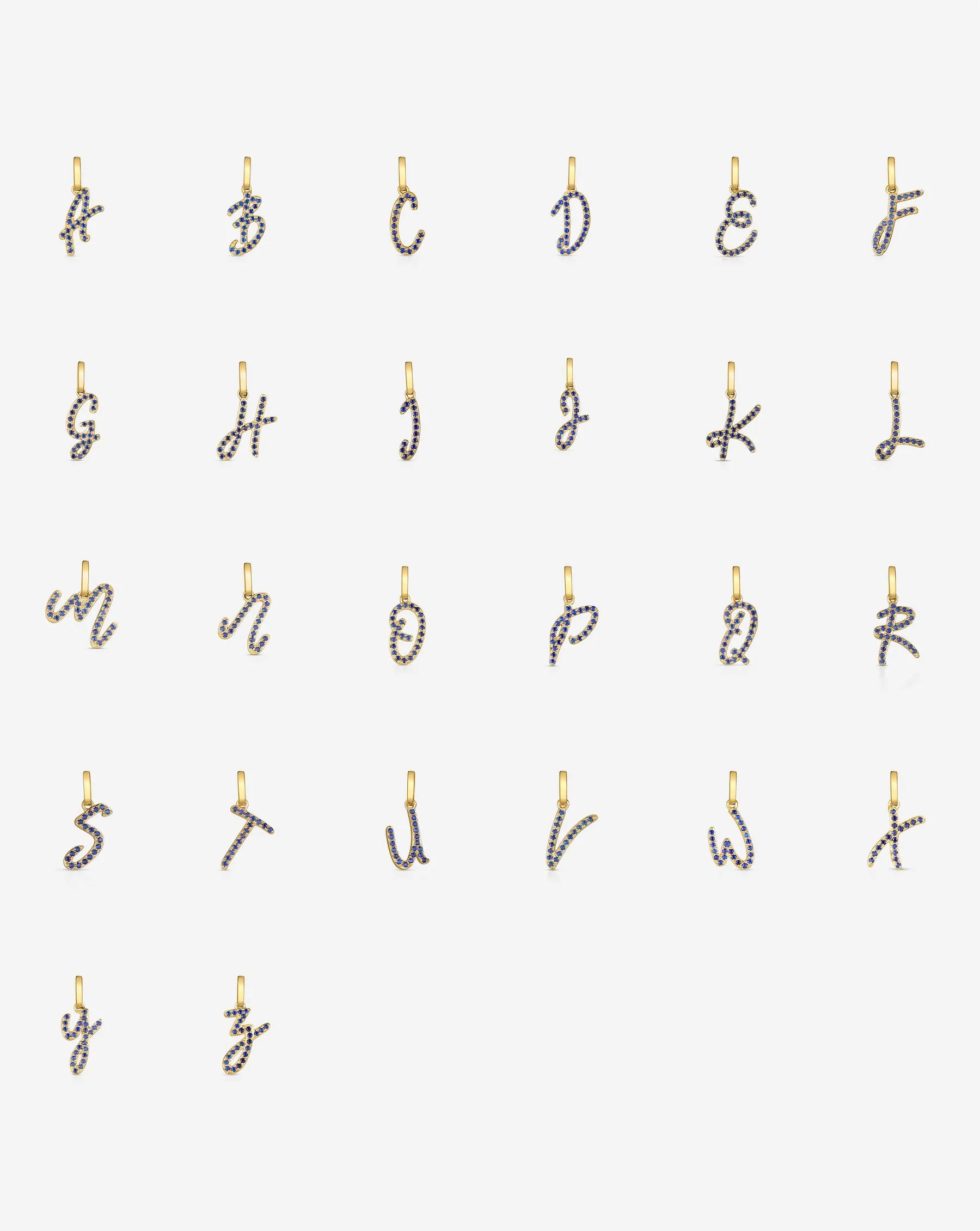 Gemstone Script Initial Necklace