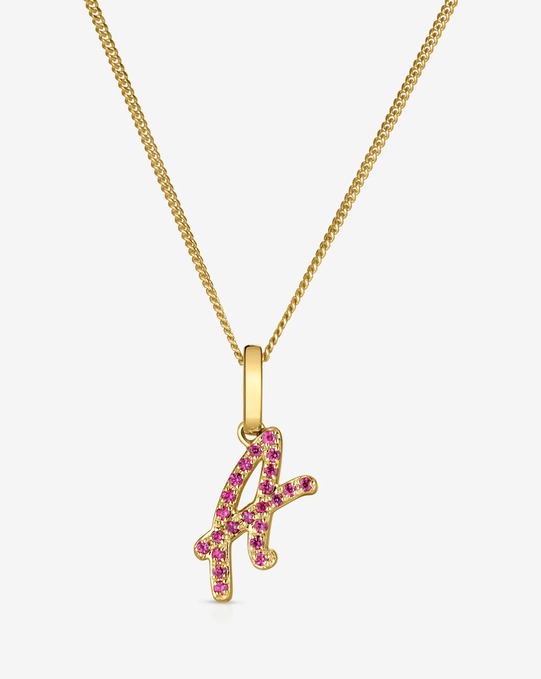 Gemstone Script Initial Necklace