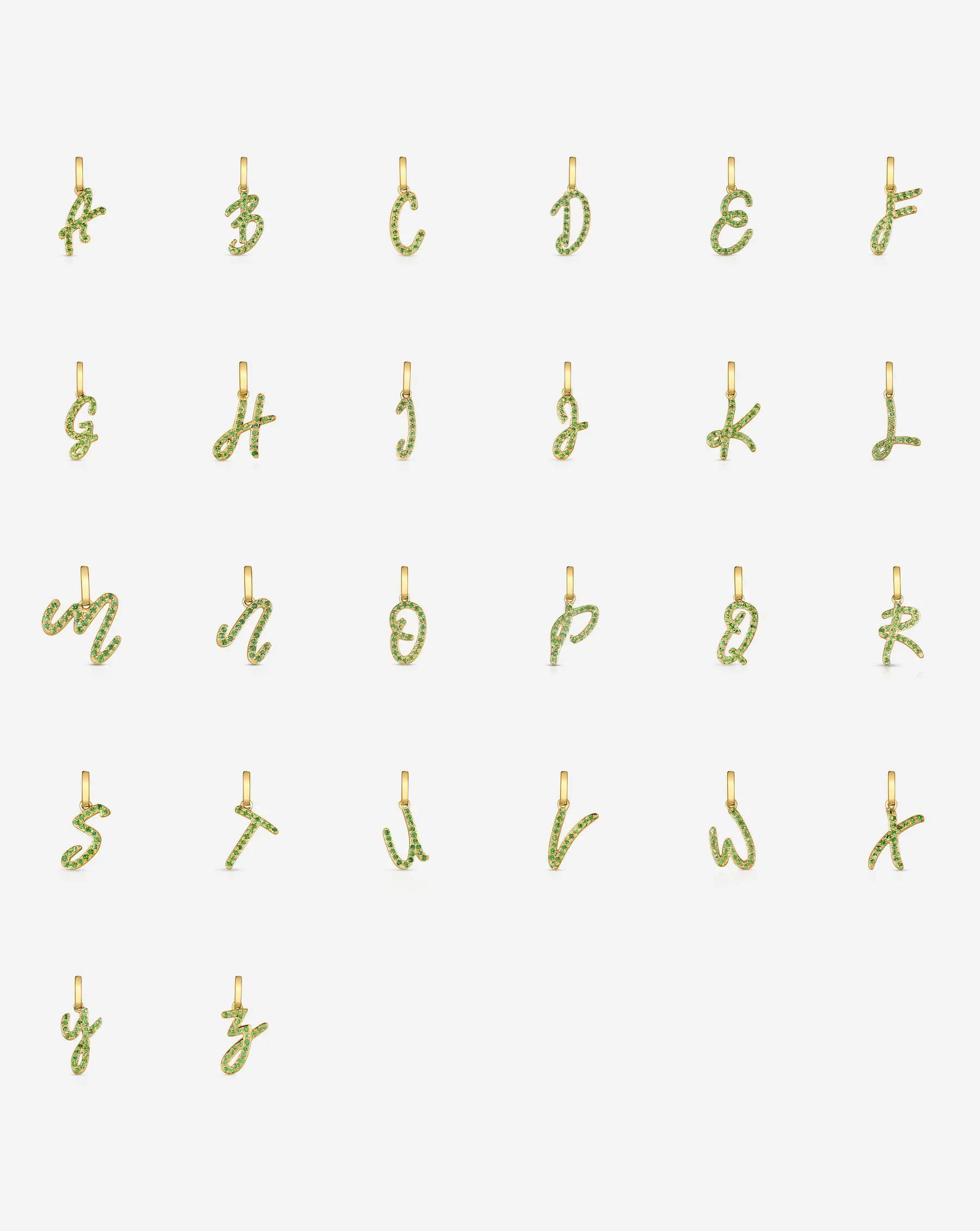 Gemstone Script Initial Necklace