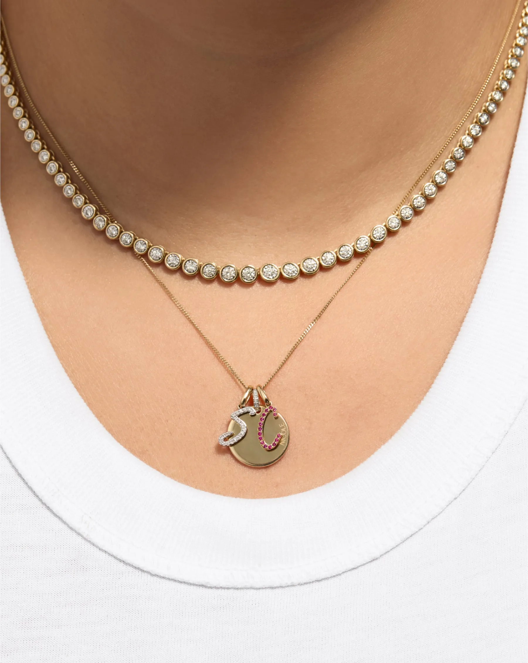 Gemstone Script Initial Necklace