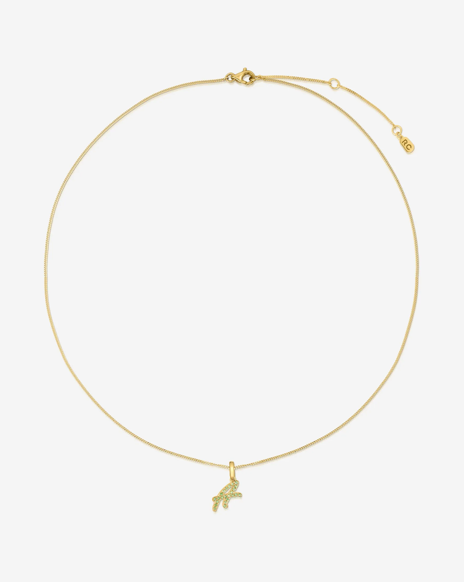 Gemstone Script Initial Necklace