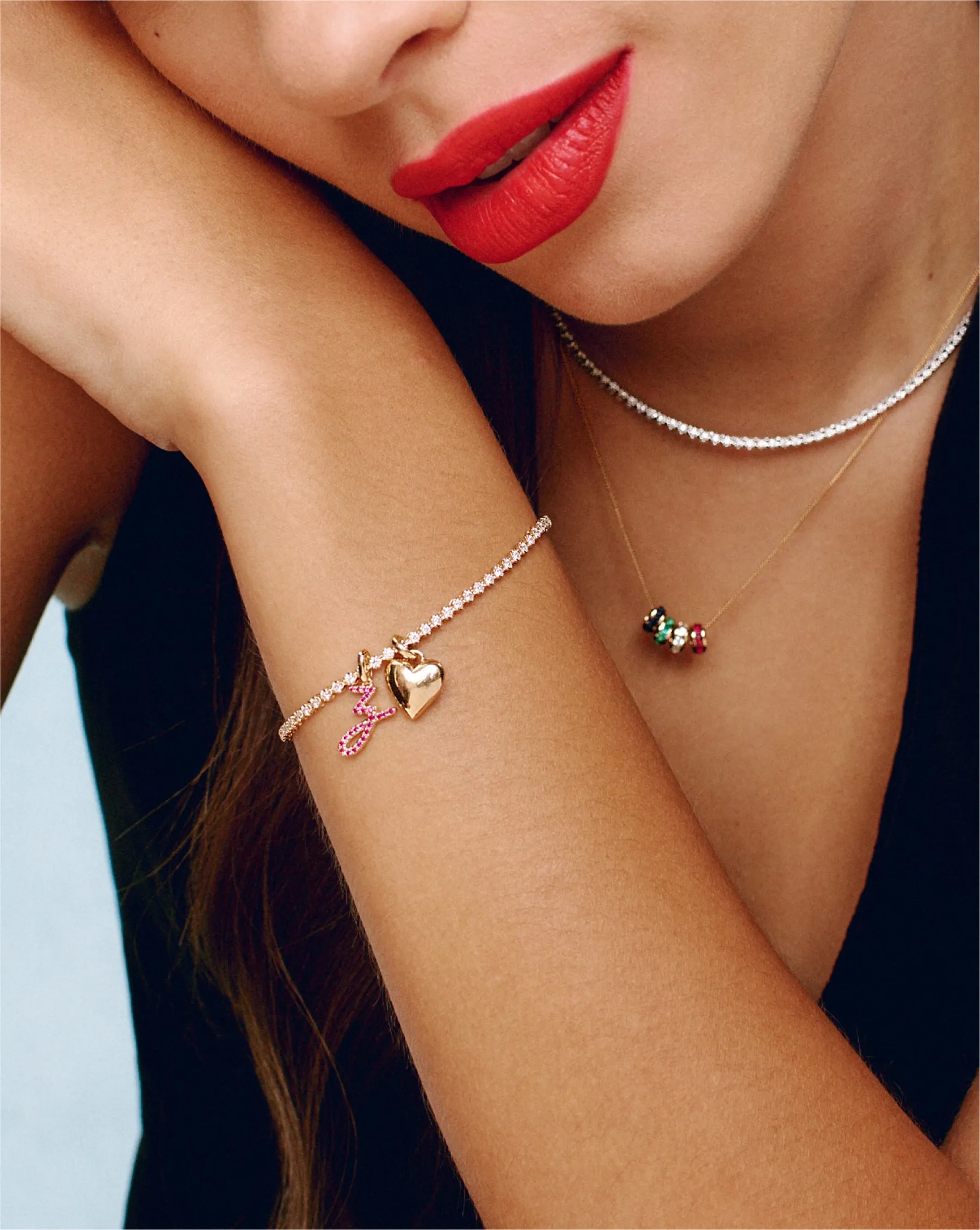 Gemstone Script Initial Pendant