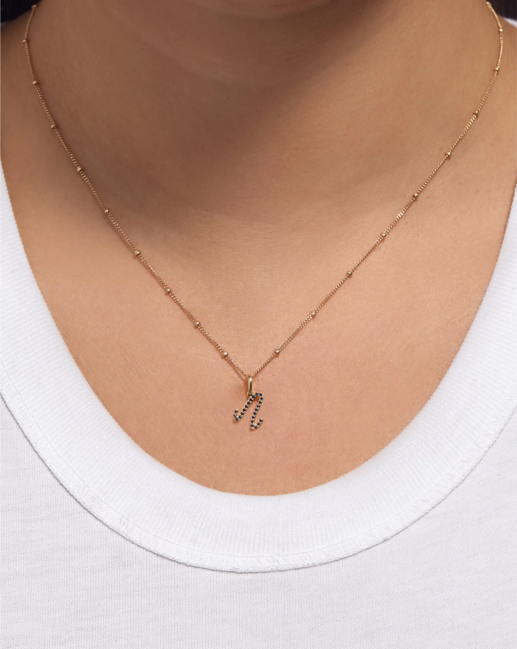 Gemstone Script Initial Pendant