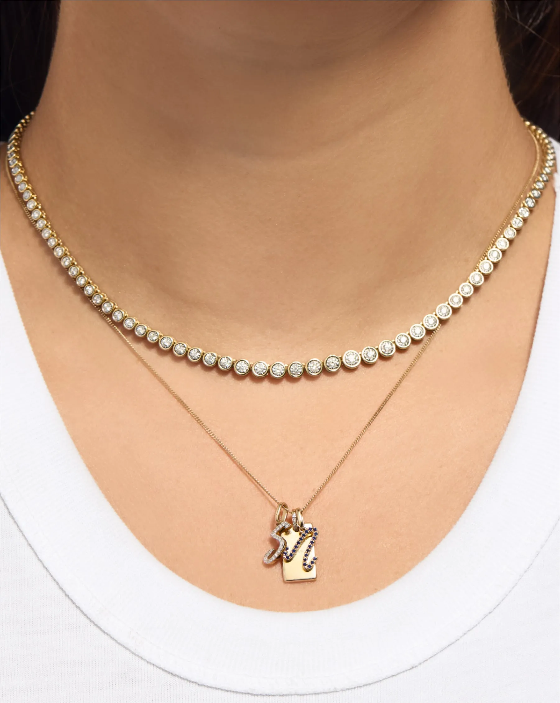 Gemstone Script Initial Pendant
