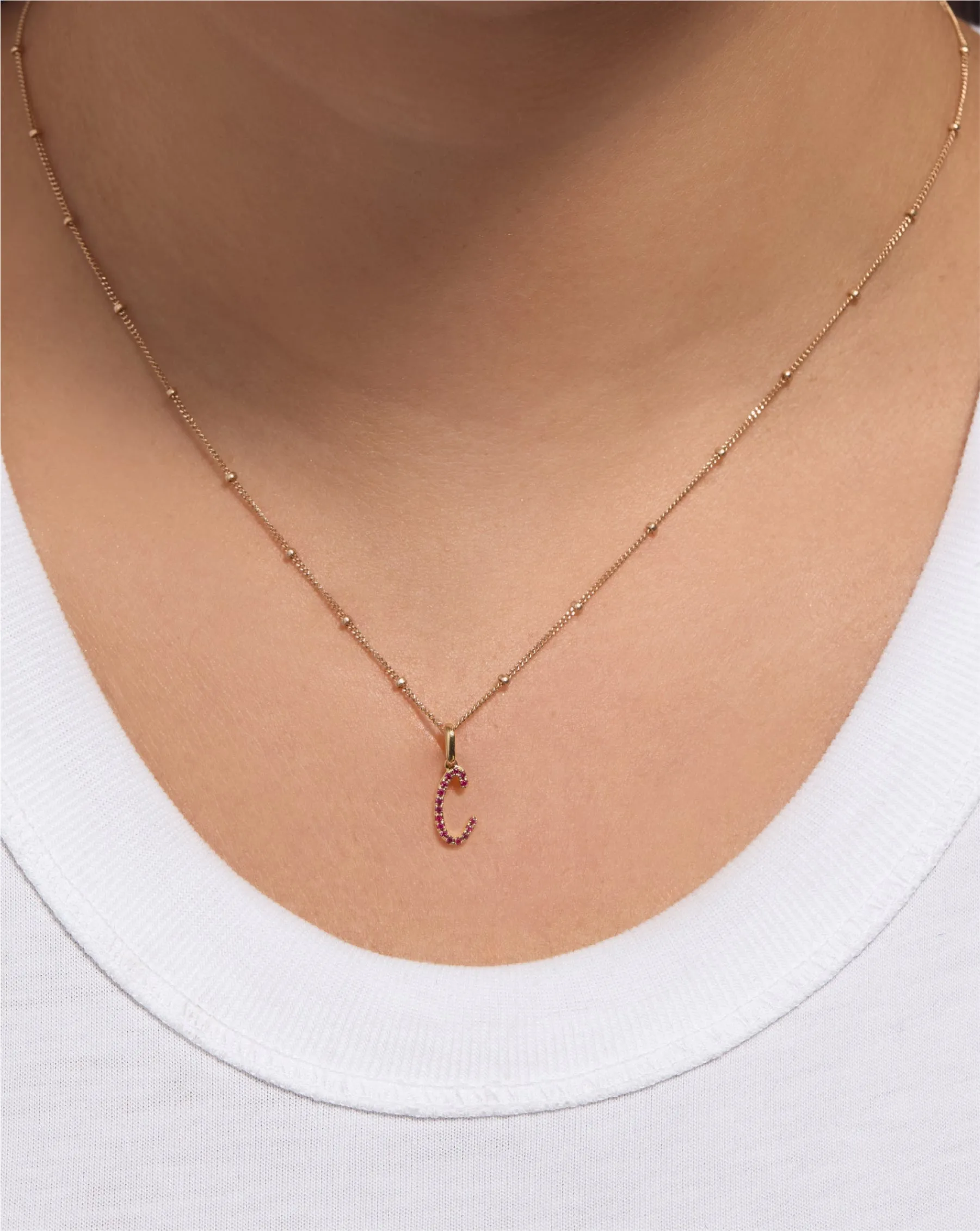 Gemstone Script Initial Pendant