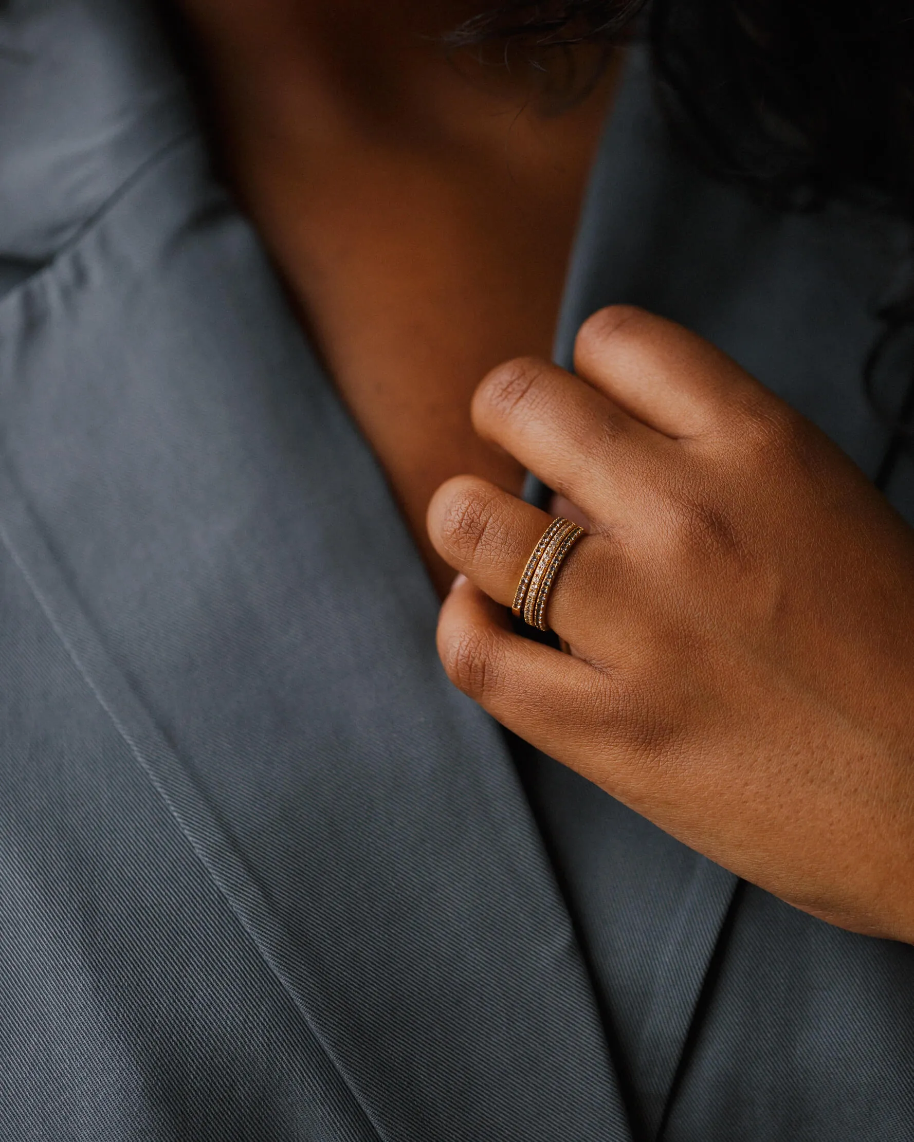 Gold Aura Birthstone Stacking Ring