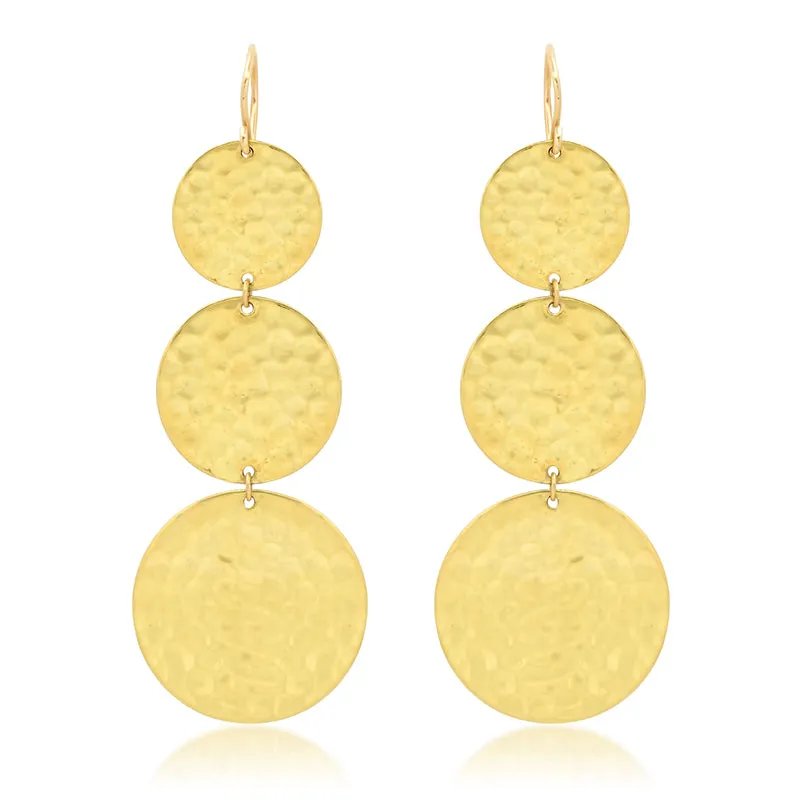 Graduated Hammered Disc Earrings